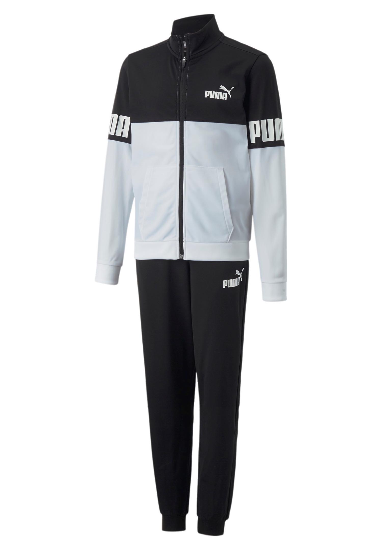 Puma Power Poly Suit B Kinder Unisex Trainingsanzug Sportanzug 670115 01 schwarz weiss