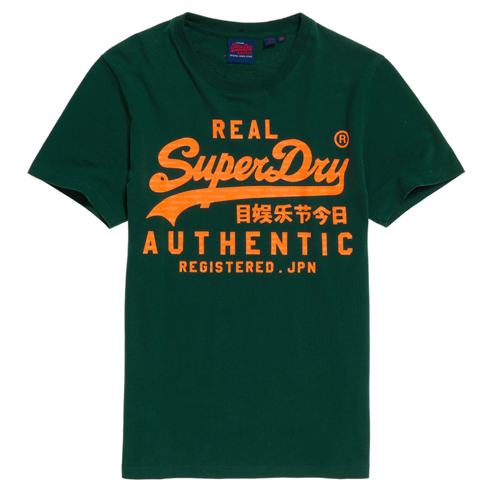 Superdry Herren Vintage Authentic Fluro Tee T-Shirt M1000056B Grün 