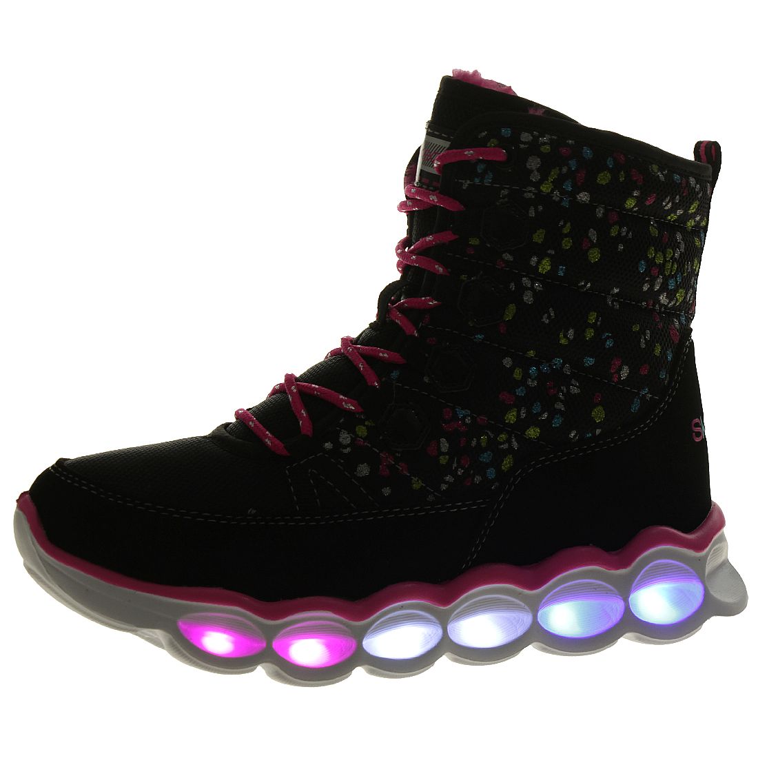 Skechers S Lights Lumi Luxe SPLASH DASHY Kinder Stiefel gefüttert Schuhe Mädchen LED 