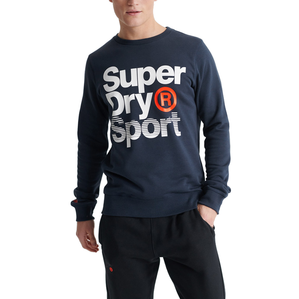 Superdry Herren Core Sport Crew Sweatshirt Pullover MS300009A Blau
