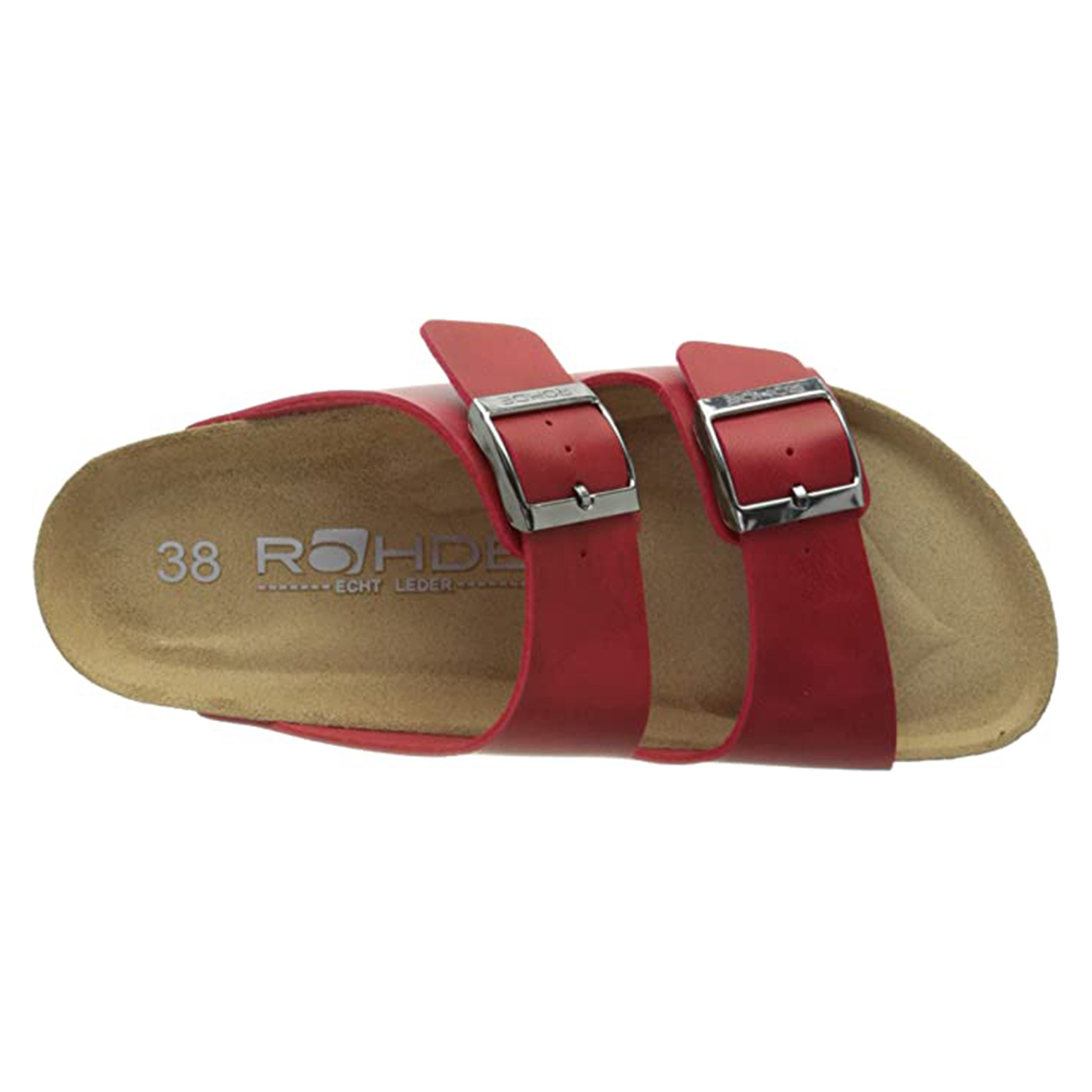 Rohde Damen Frauen Sandale Pantolette Zweiriemer Hausschuhe 5631 rot