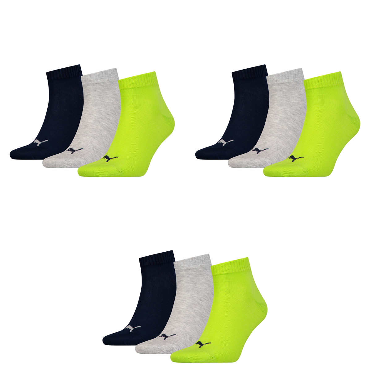 9 Paar Puma Unisex Quarter Socken Sneaker Gr. 35 - 49  für Damen Herren Füßlinge
