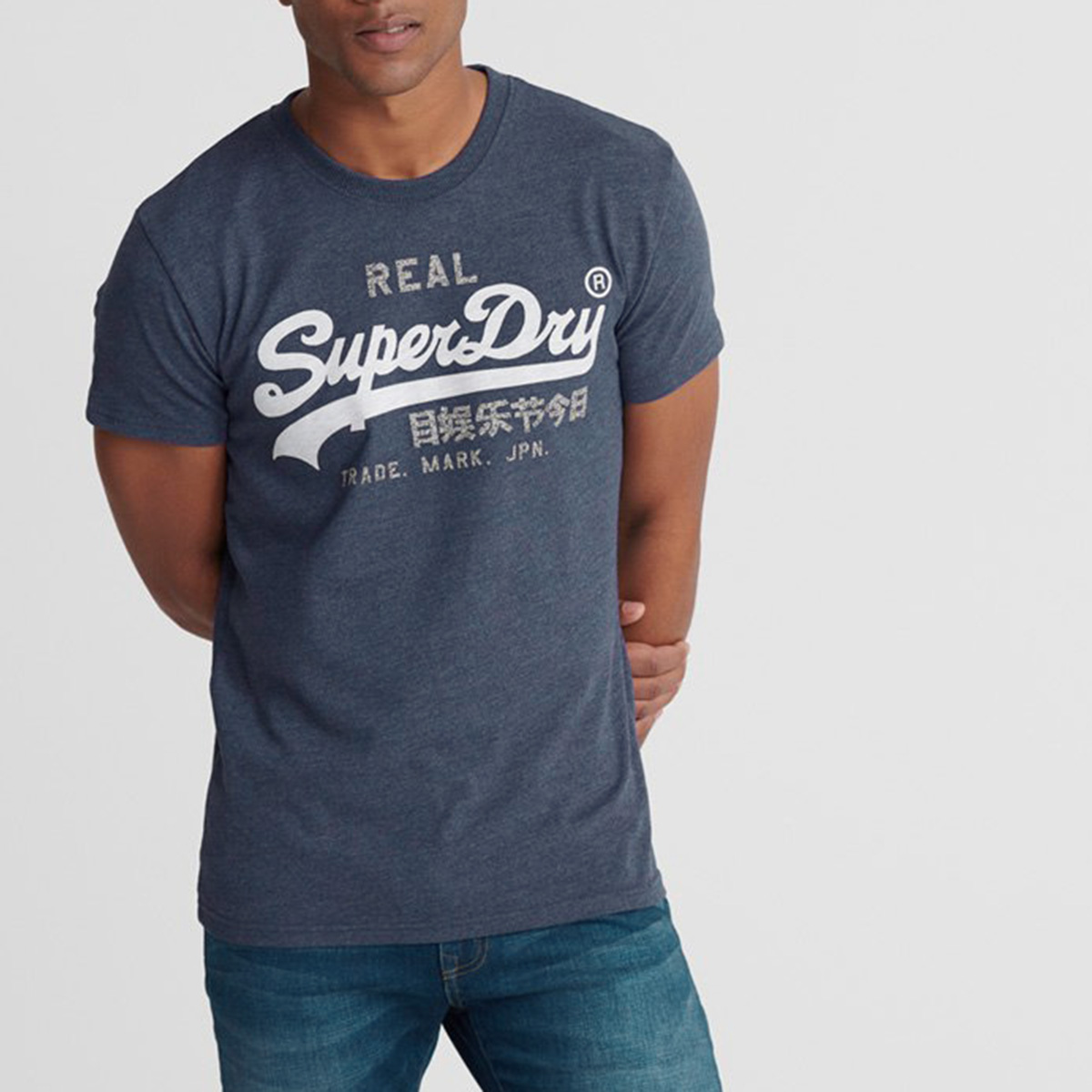 Superdry Herren VL Premium Goods Heat Sealed T-Shirt Short Sleeve M1000107A Blau