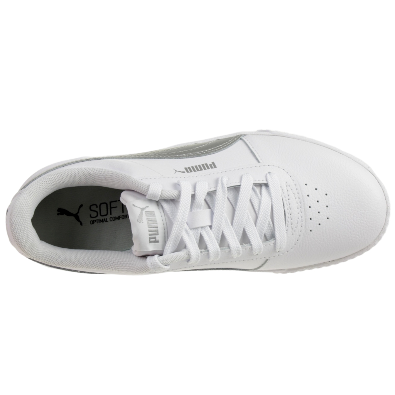 Puma Carina L Damen Sneaker Leder Schuhe Weiß / Silber 370325 18