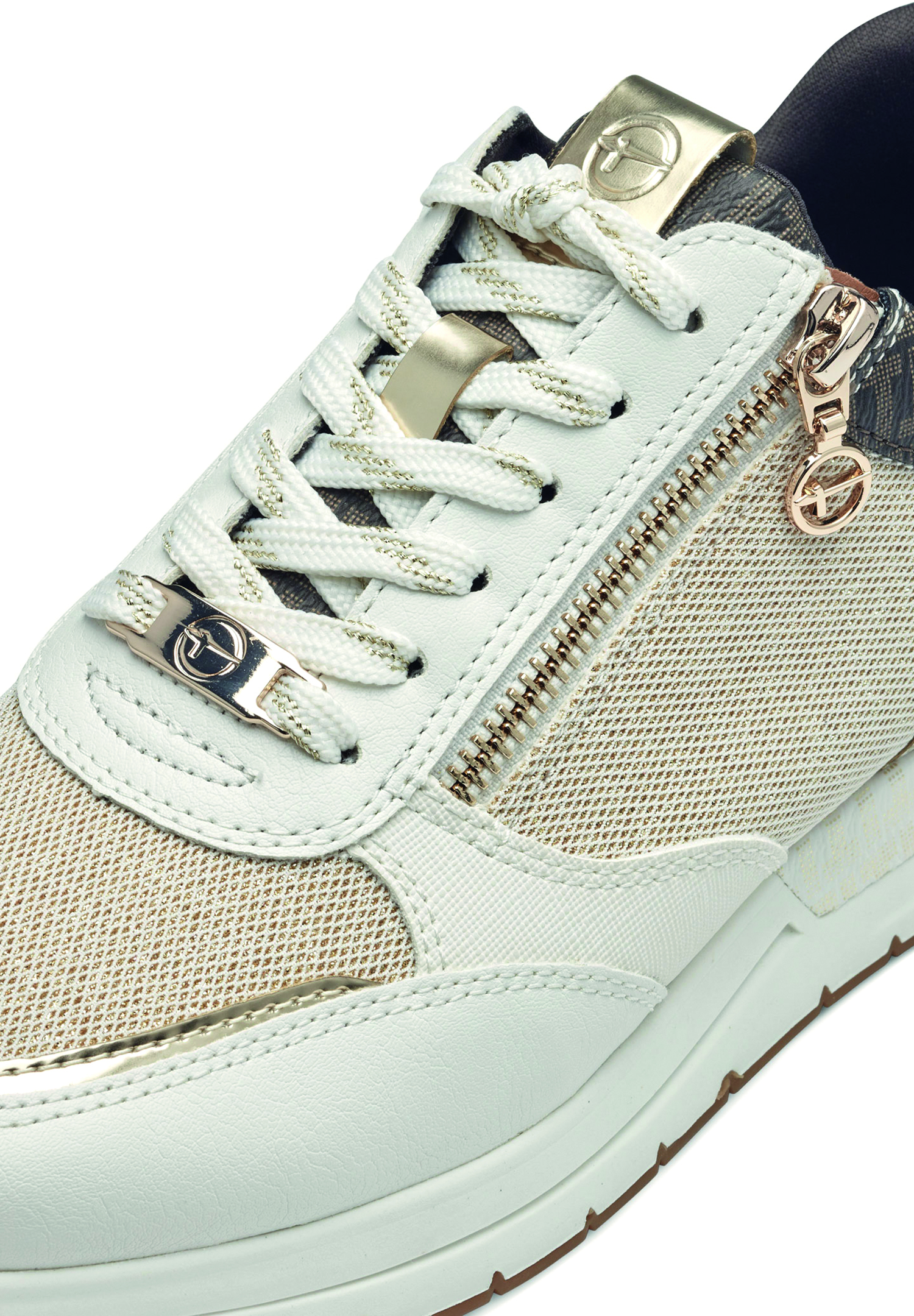 Tamaris Damen Low Top Sneaker Frauen Schuhe Vegan M2373241 weiß/braun/gold