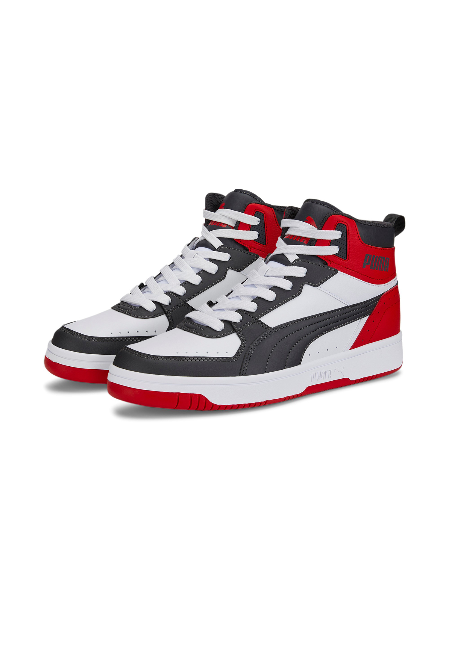 Puma Rebound JOY High Top Herren Sneaker Sportschuh 374765 weiss/grau/rot