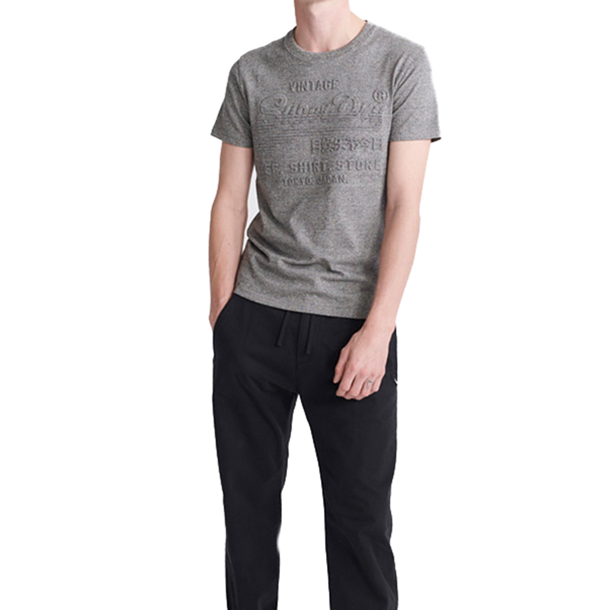 Superdry Herren Shirt Shop Embossed Tee T-Shirt Short Sleeve M10000033B Grau