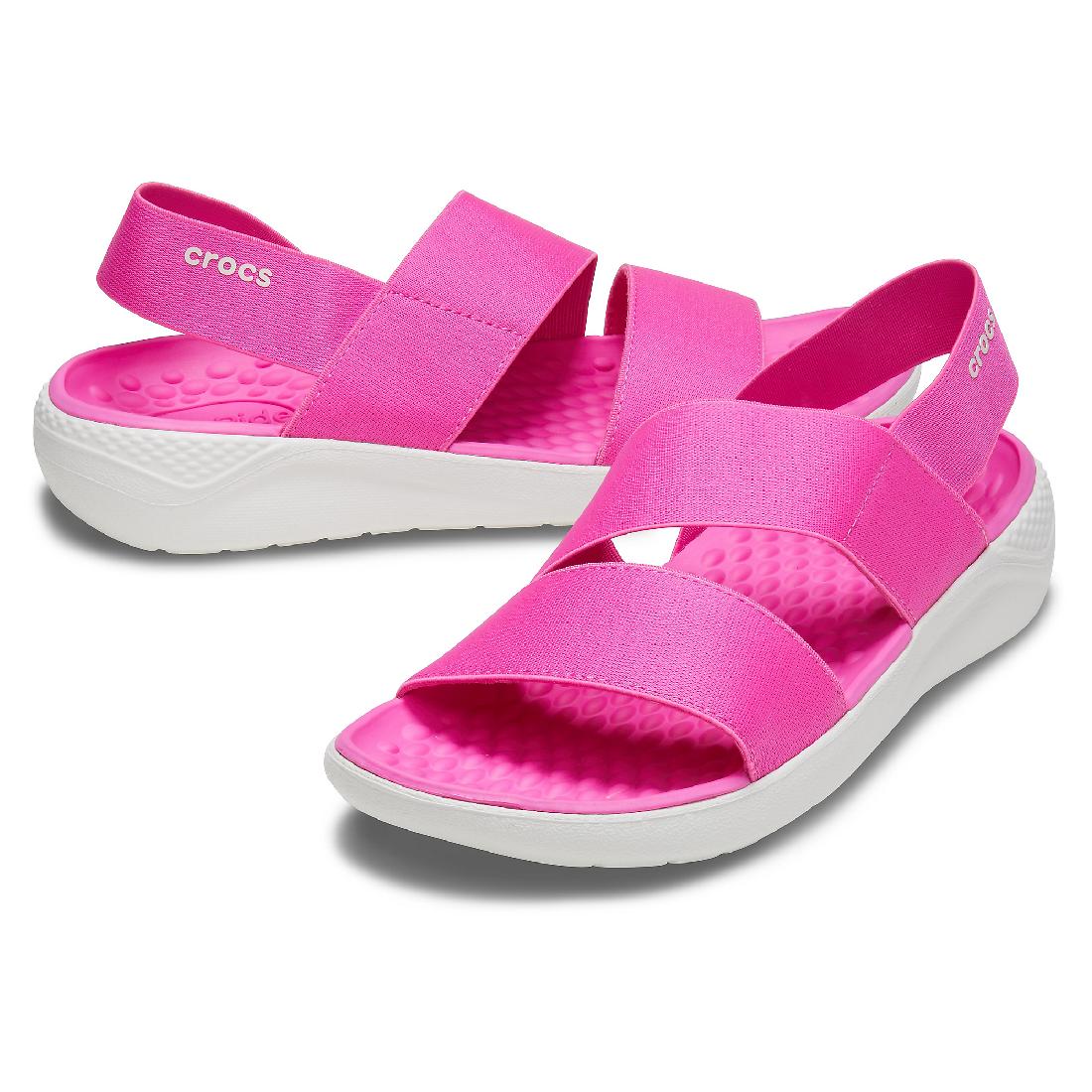 Crocs LiteRide Stretch Sandal W Damen Sandale Freizeitschuh 206081 Pink
