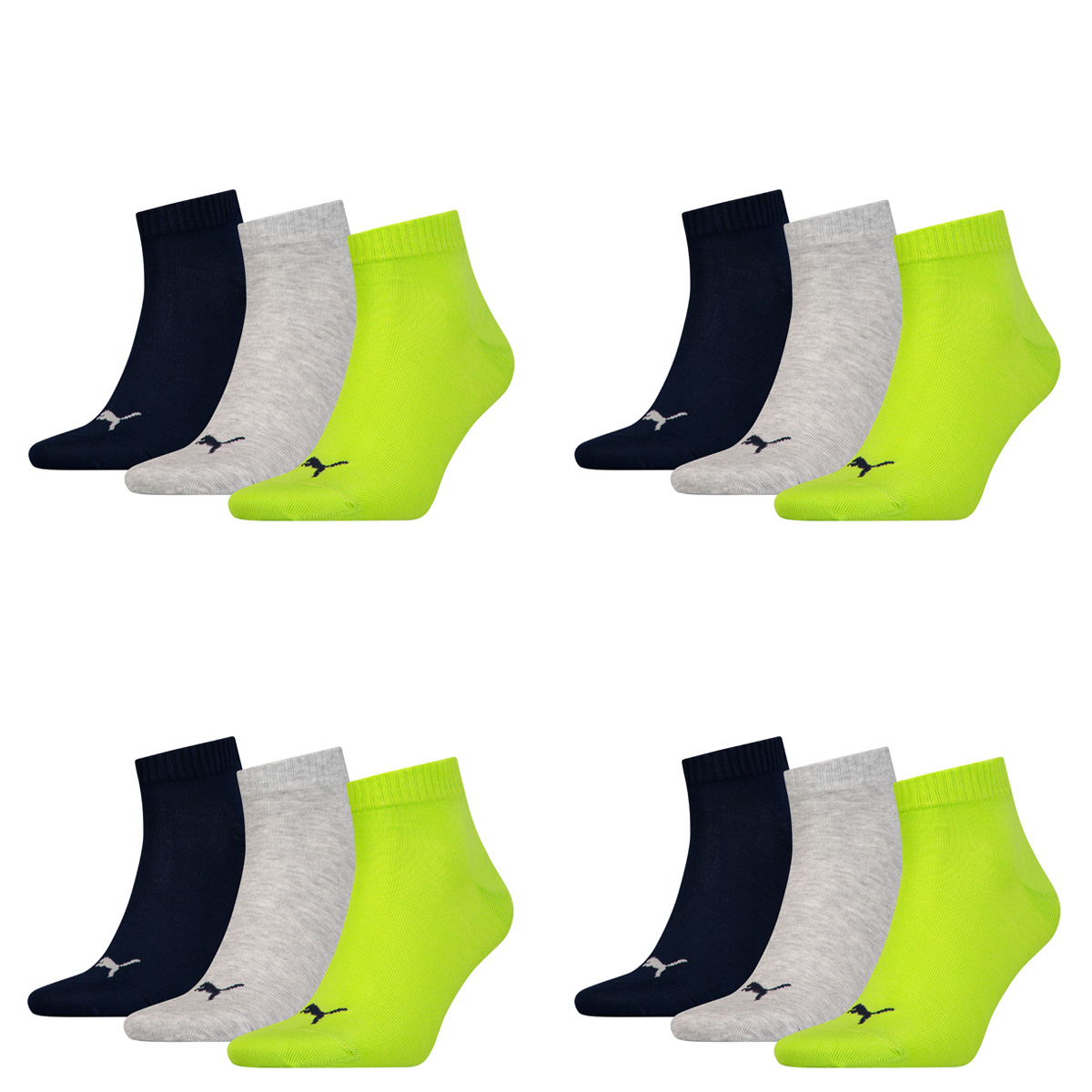 12 Paar Puma Unisex Quarter Socken Sneaker Gr. 35 - 49  für Damen Herren Füßlinge