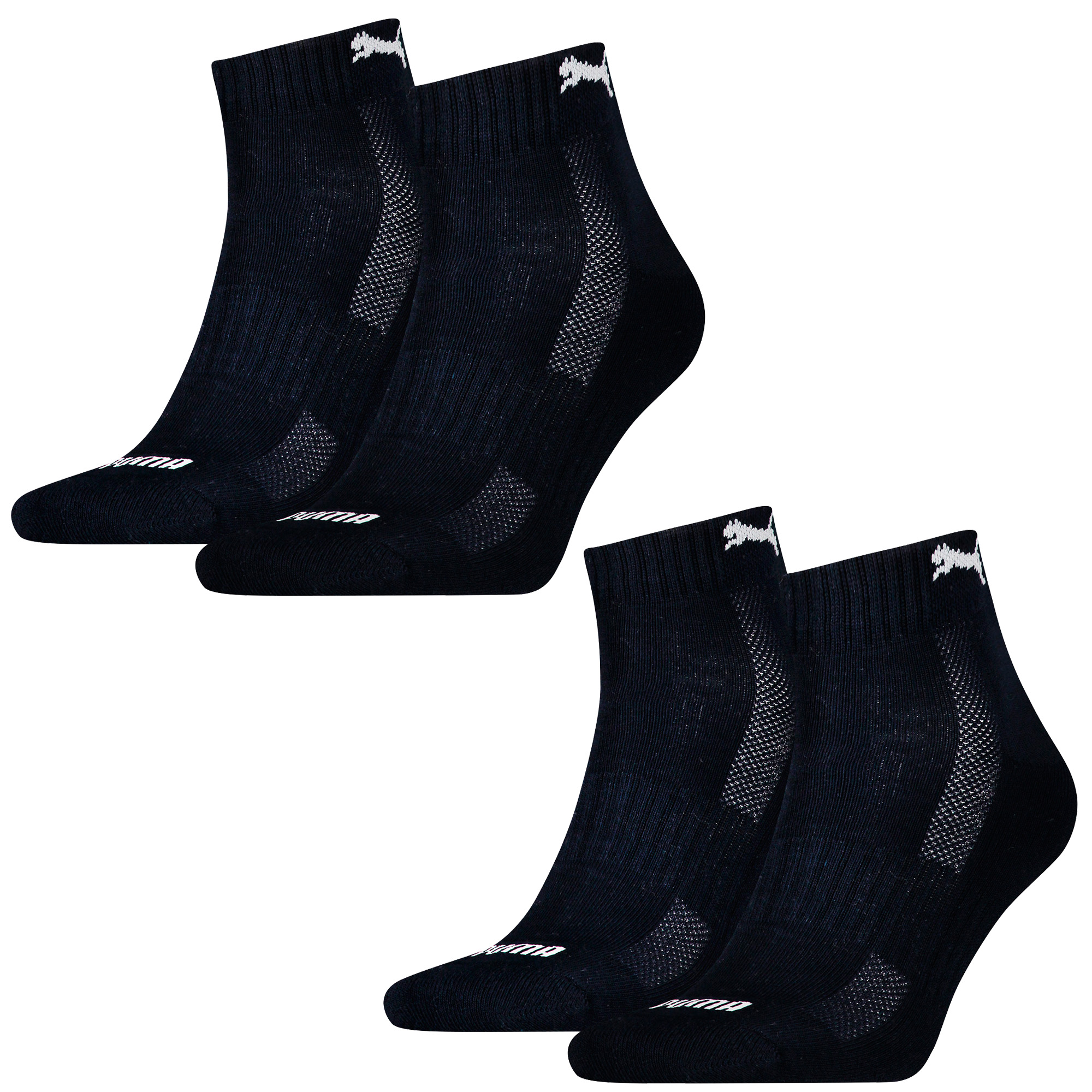 4 Paar Puma Quarter Socken mit Frottee-Sohle Gr. 35 - 46 Unisex Cushioned Kurzsocken