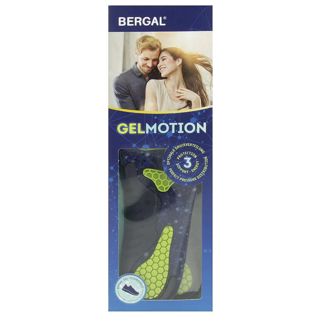 Bergal Einlegesohle Fußbett Sneaker GelMotion 3 Gr. 36-47 Unisex 3er Pack