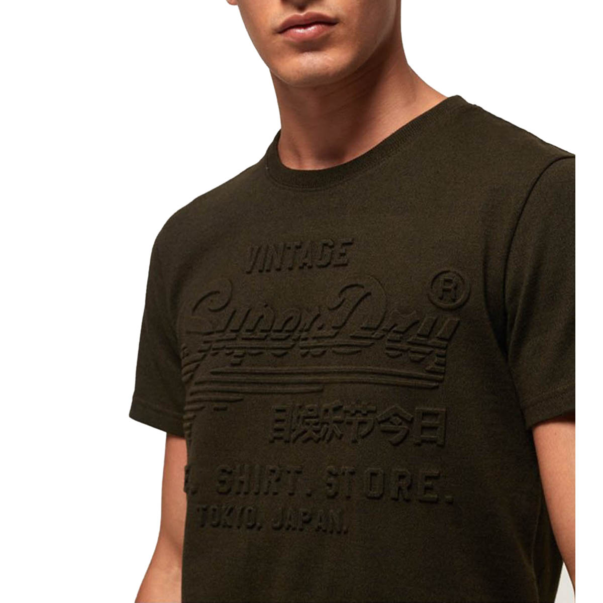 Superdry Herren Shirt Shop Embossed Tee T-Shirt Short Sleeve M10000033B Dunkelgrün