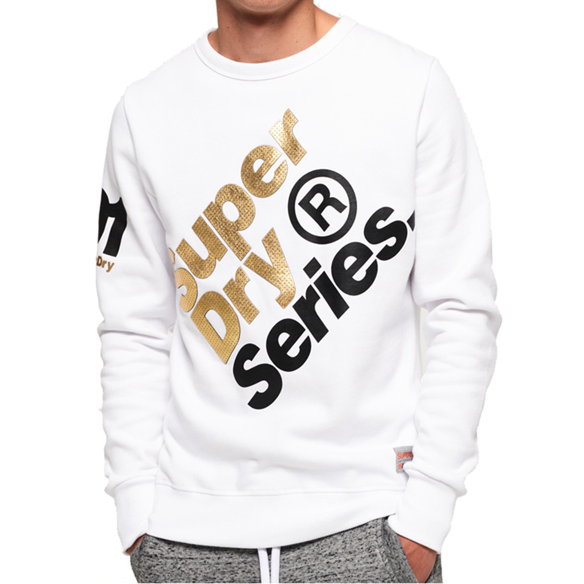 Superdry Herren Series Crew Sweatshirt Pullover Weiß