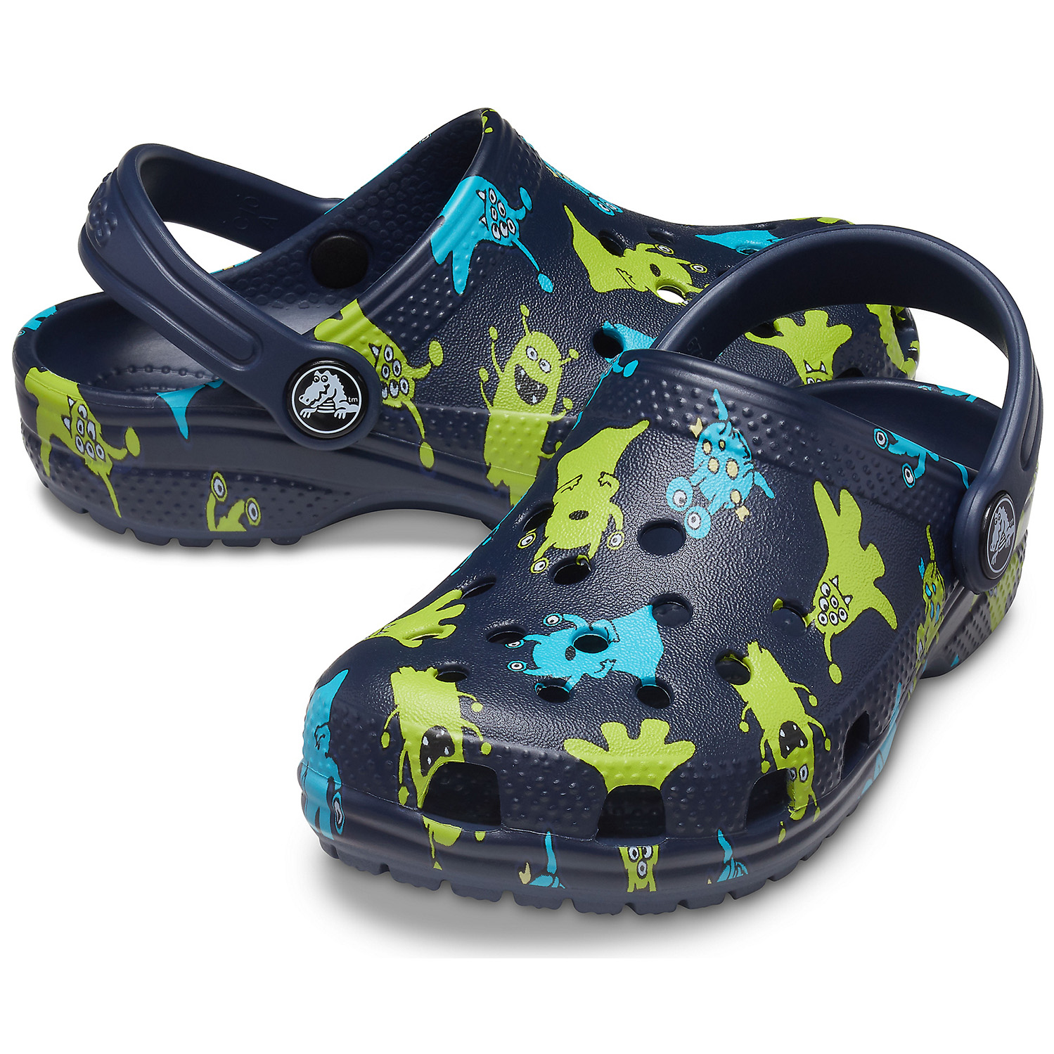 Crocs Classic Monster Print Clog T Kinder Clog Relaxed Fit 206833-410 navy