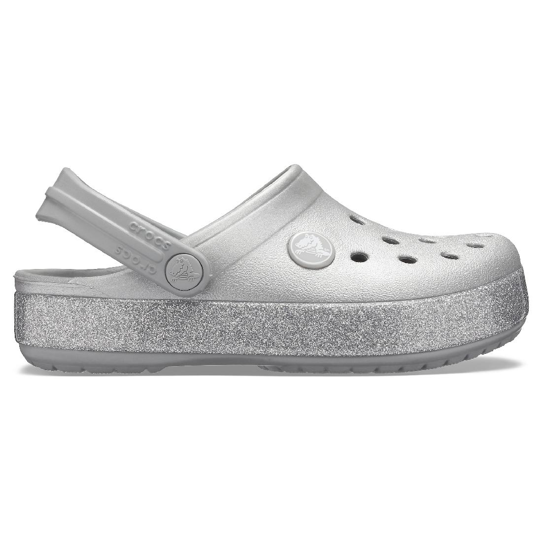 Crocs Crocband Glitter Clog K Kinder Junior Clog Relaxed Fit 205936-040 Silber