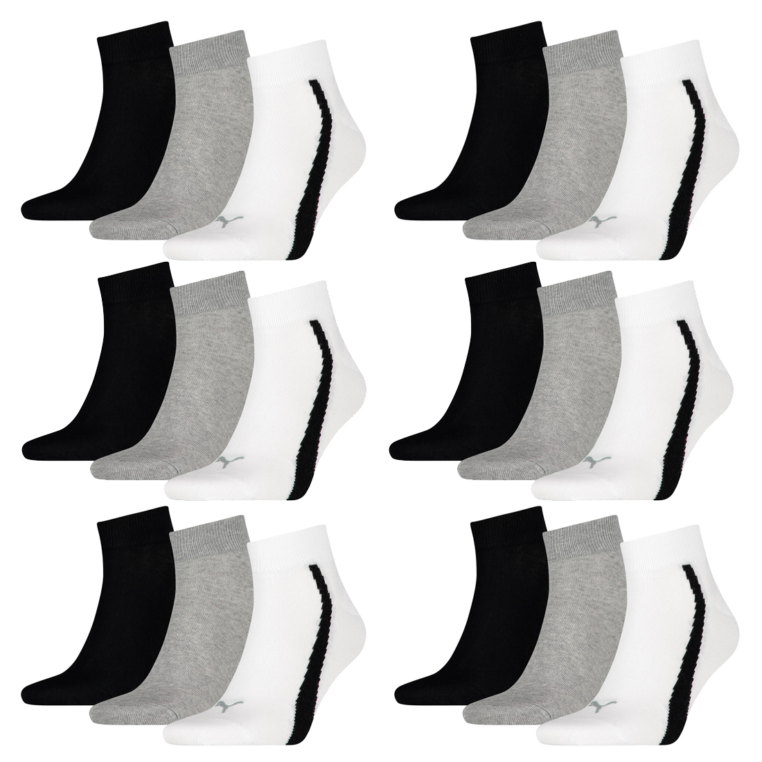 18 Paar Puma Lifestyle Quarter Socken Gr. 35 - 46 Unisex Sneaker Füßlinge
