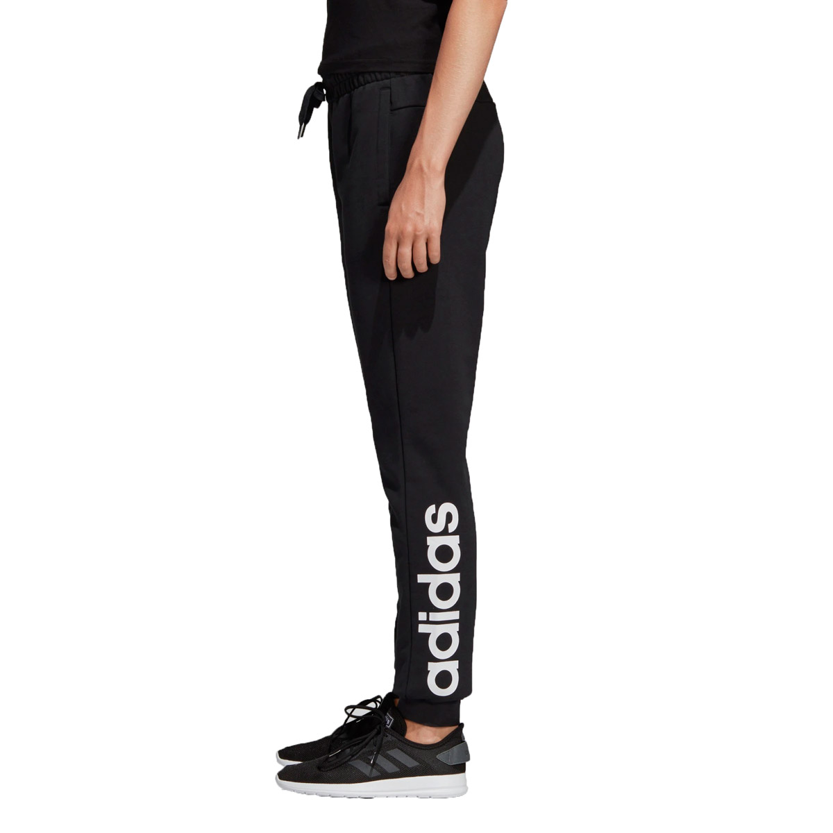 Adidas Damen Essentials Linear Sweat Hose Trainingshose DP2398 Schwarz