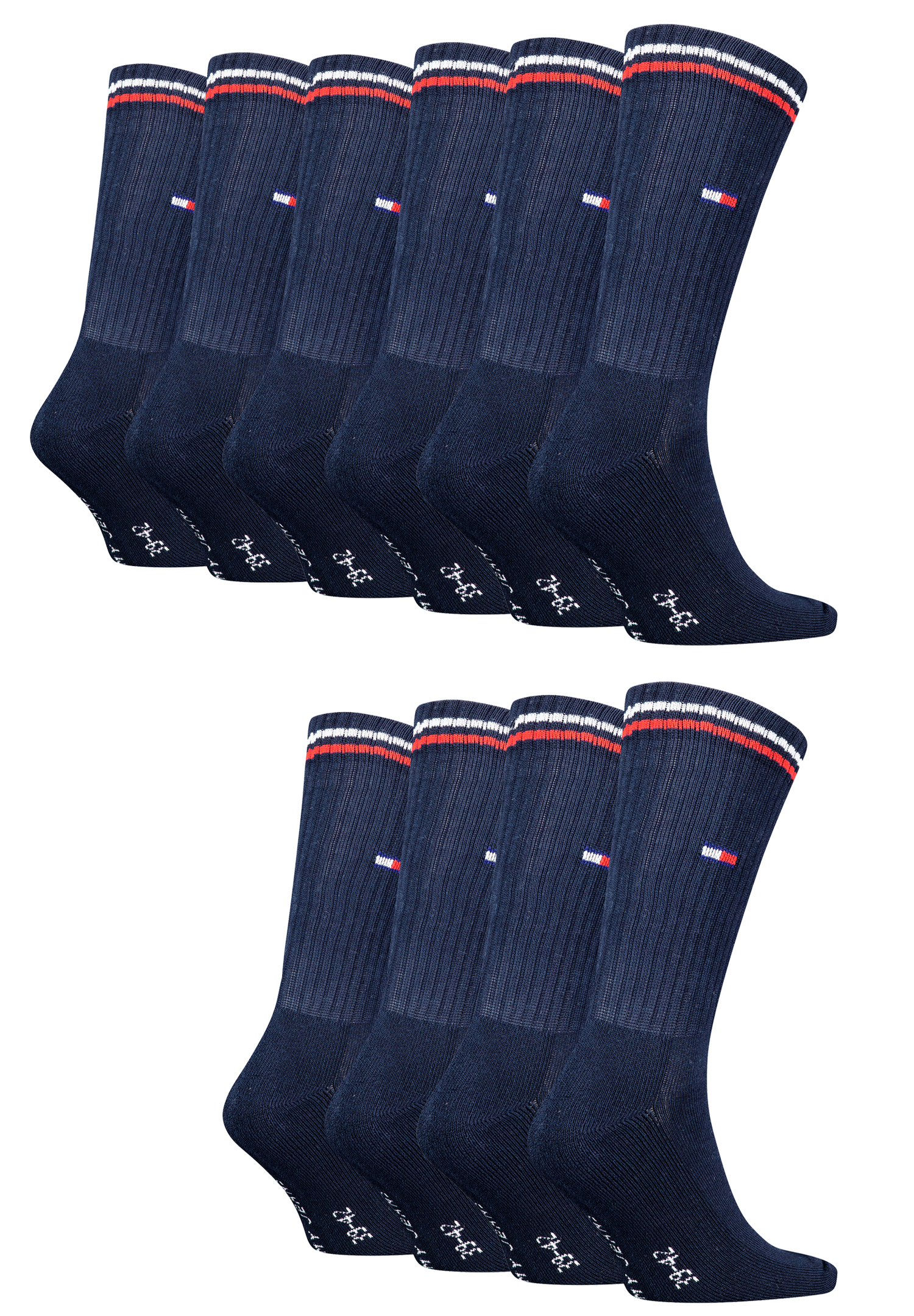 Tommy Hilfiger Lifestyle Crew Socken / lange Tennissocken für Damen & Herren 10-er Pack