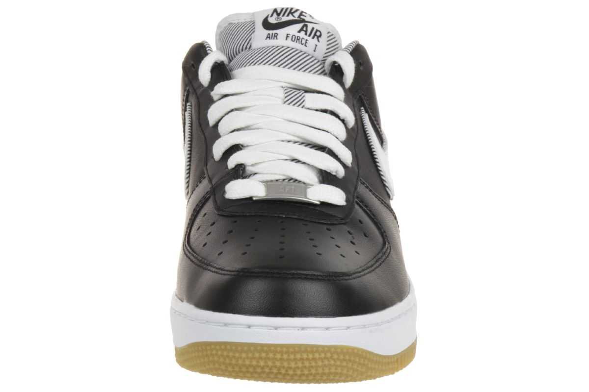 Nike AIR Force 1 Leder Sneaker Lifestyle Schuhe schwarz Men 488298 046