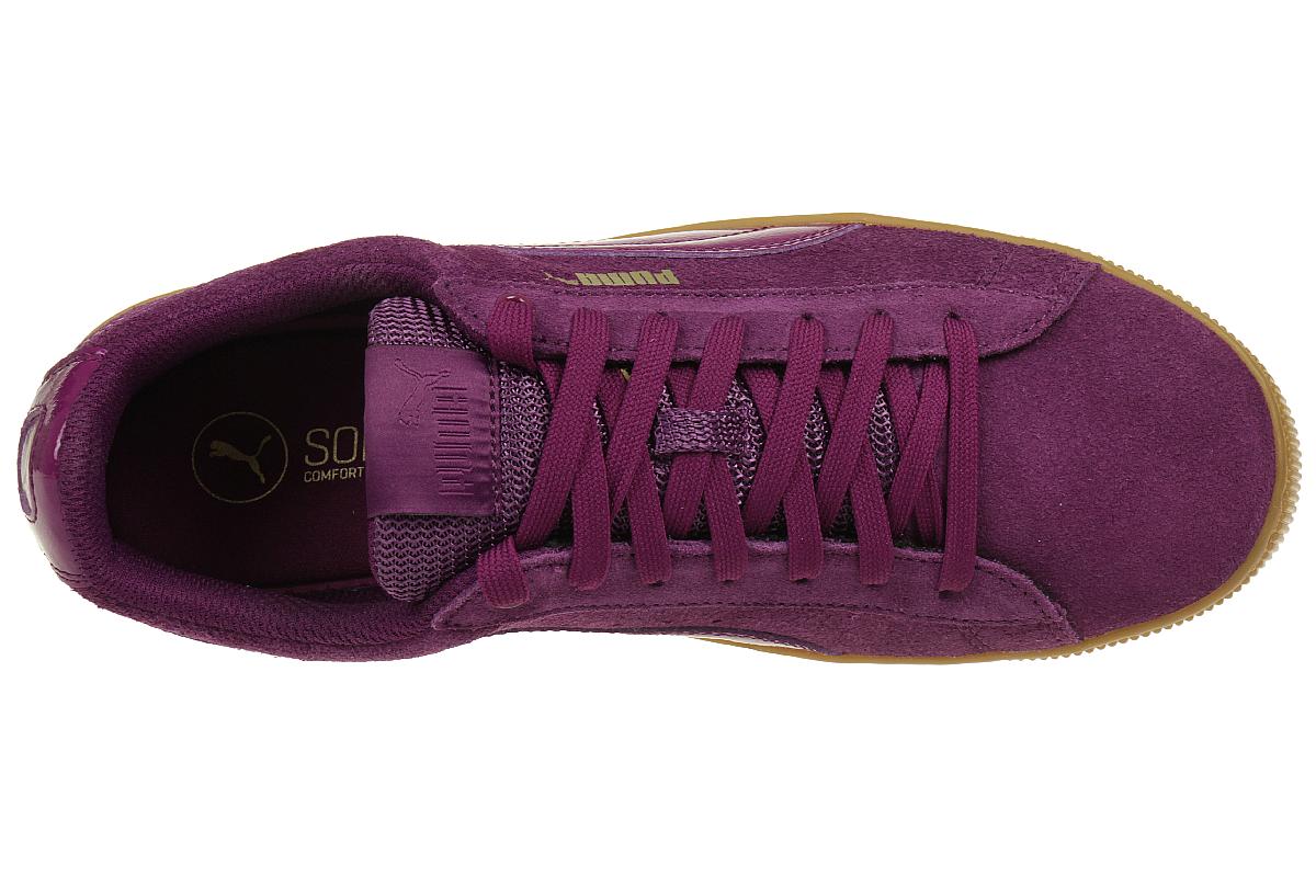 Puma Vikky Platform Leder Sneaker Damen Schuhe 363287 08 Violett