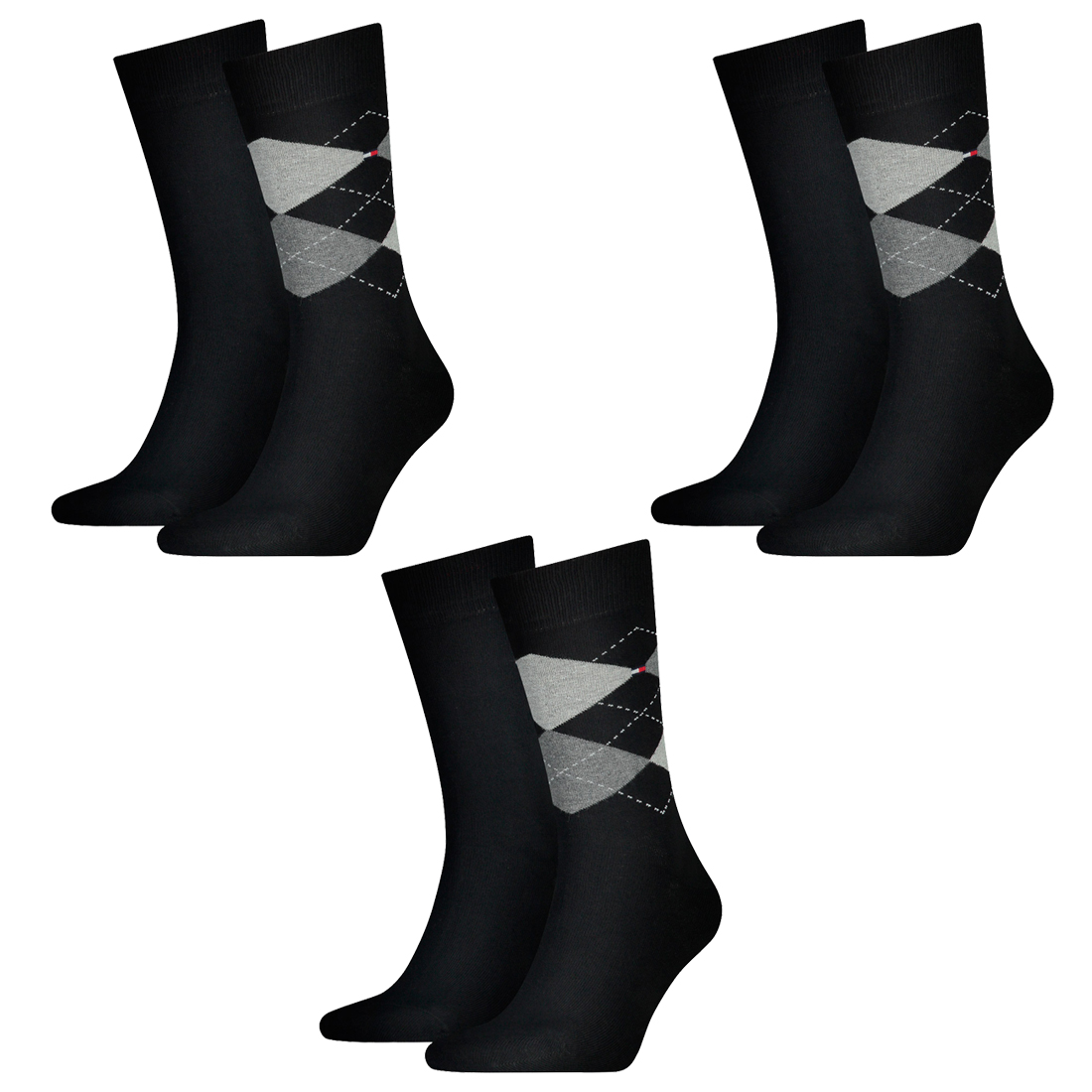 6 Paar TOMMY HILFIGER CHECK Socken Gr. 39 - 46 Herren Business Sneaker Socken