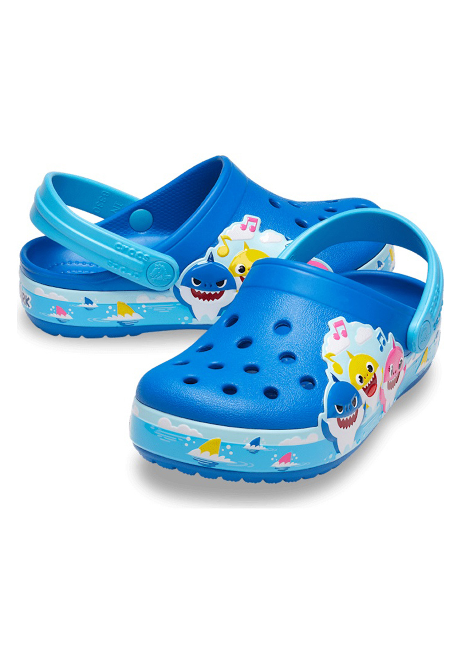 Crocs Kids Fun Lab Baby Shark Band Clog T Sandale Schuhe 207066 blau