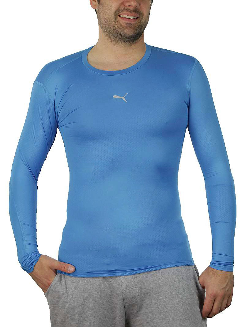 PUMA PB Core Long Sleeve Herren T-Shirt blau Kompressionsshirt Funktionsshirt 