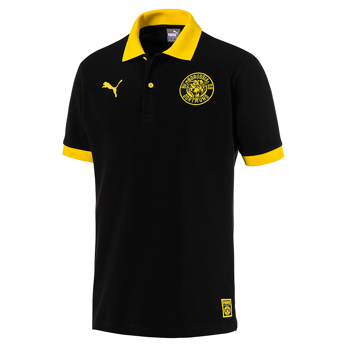 Puma BVB Premium Stencil Polo Shirt Trikot Herren schwarz 2018/2019 Borussia Dortmund