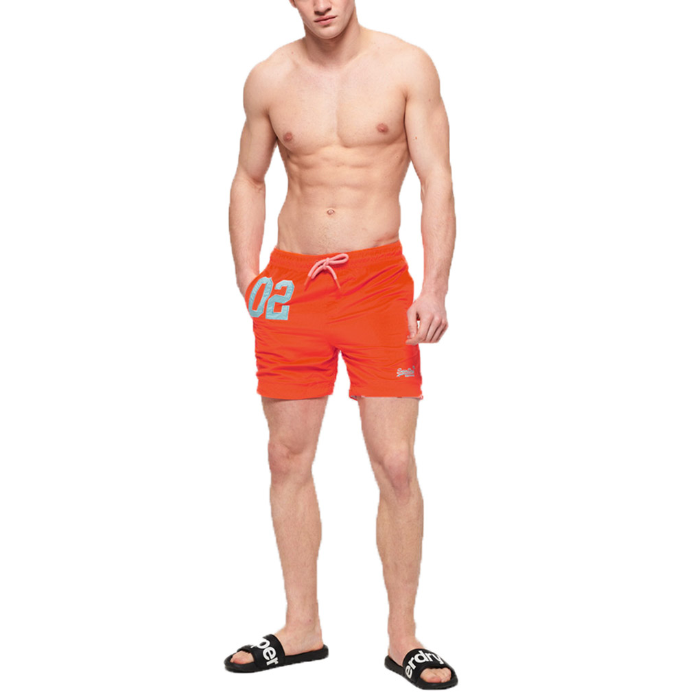 Superdry Herren Water Polo Swim Short Badehose Schwimmhose M30018AT Orange