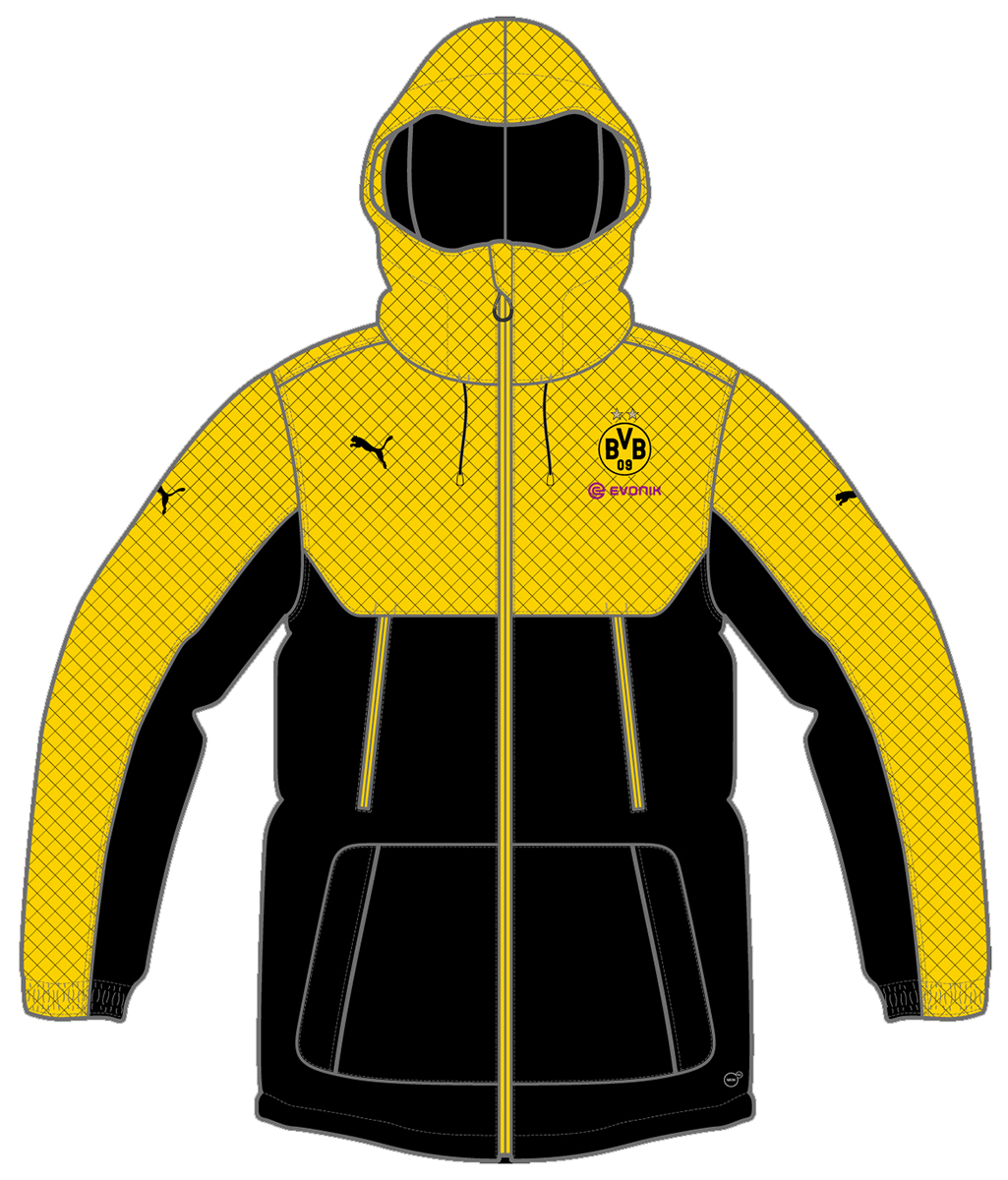Puma BVB Bench Jacket Herren 750688 01 Borussia Dortmund Warm Cell