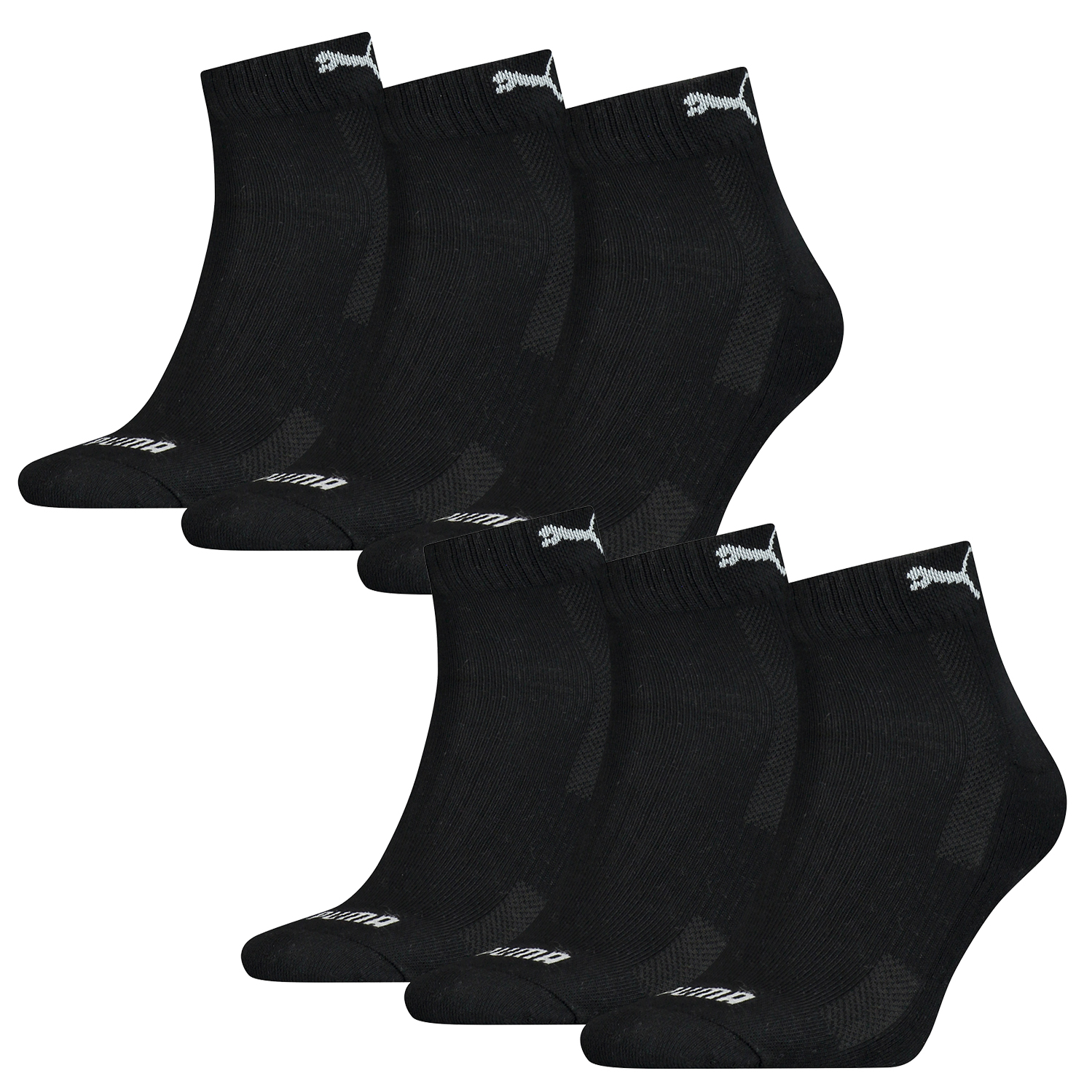 6 Paar Puma Quarter Socken mit Frottee-Sohle Gr. 35 - 46 Unisex Cushioned  Kurzsocken | Sport-Kurzsocken