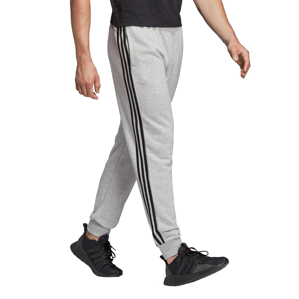 Adidas Herren Essentials 3-Streifen Tapered Cuffed Hose Jogginghose DQ3077 Grau