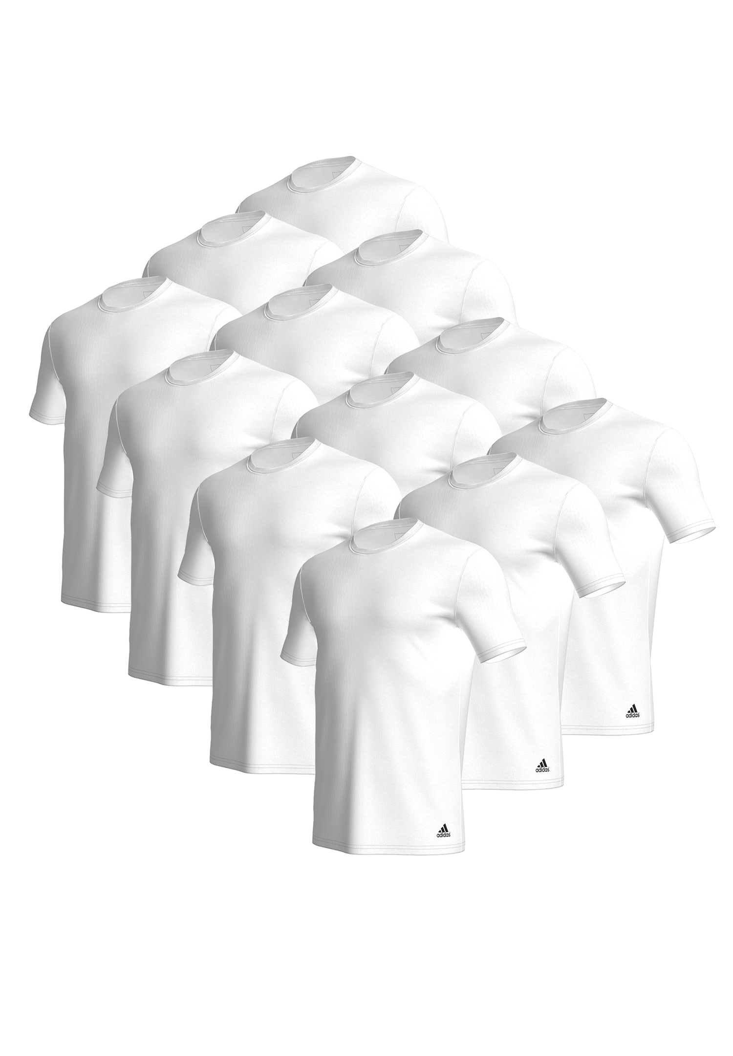 12er Pack adidas Crew Neck T-Shirt Herren Unterhemd Rund Ausschnitt Baumwolle langlebig