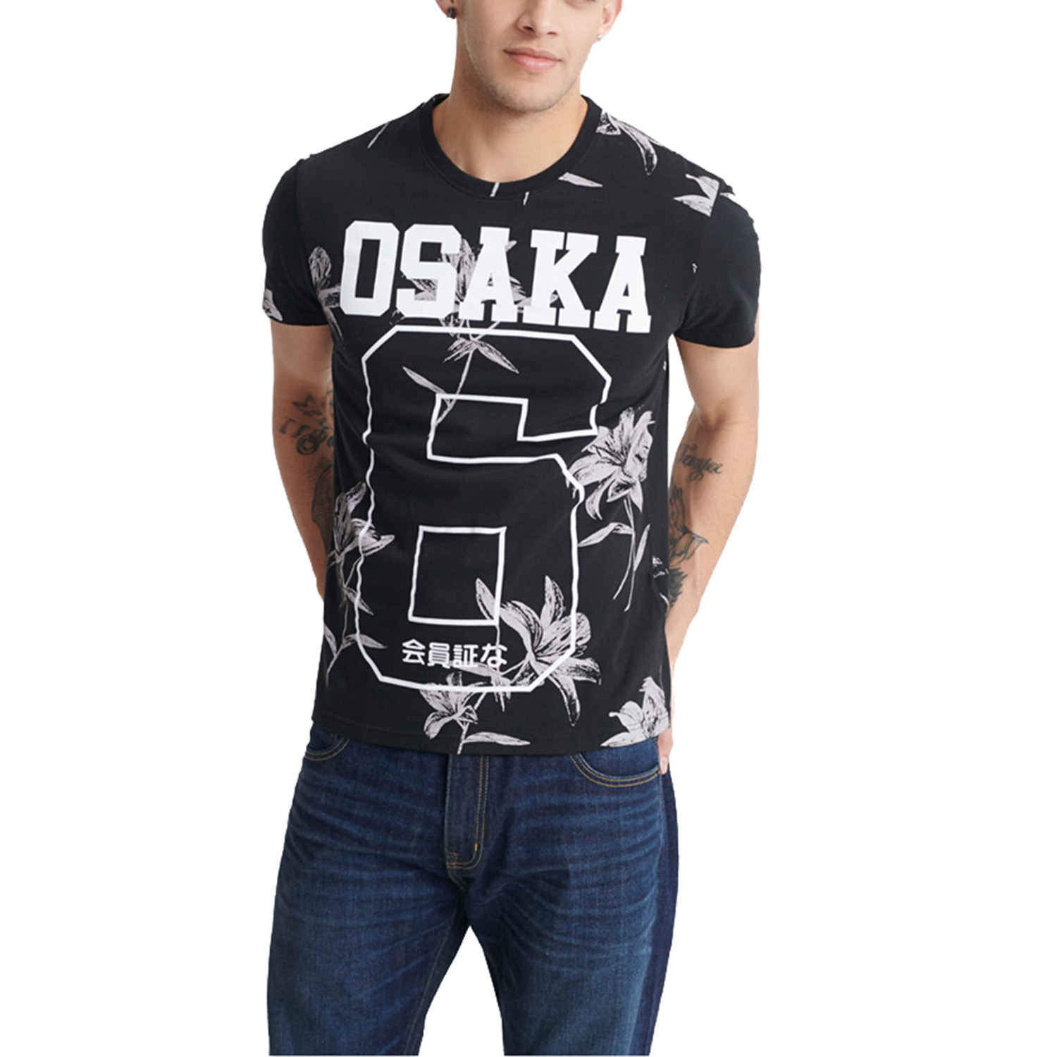 Superdry Super 5's T-Shirt Herren Shirt M1010106B schwarz