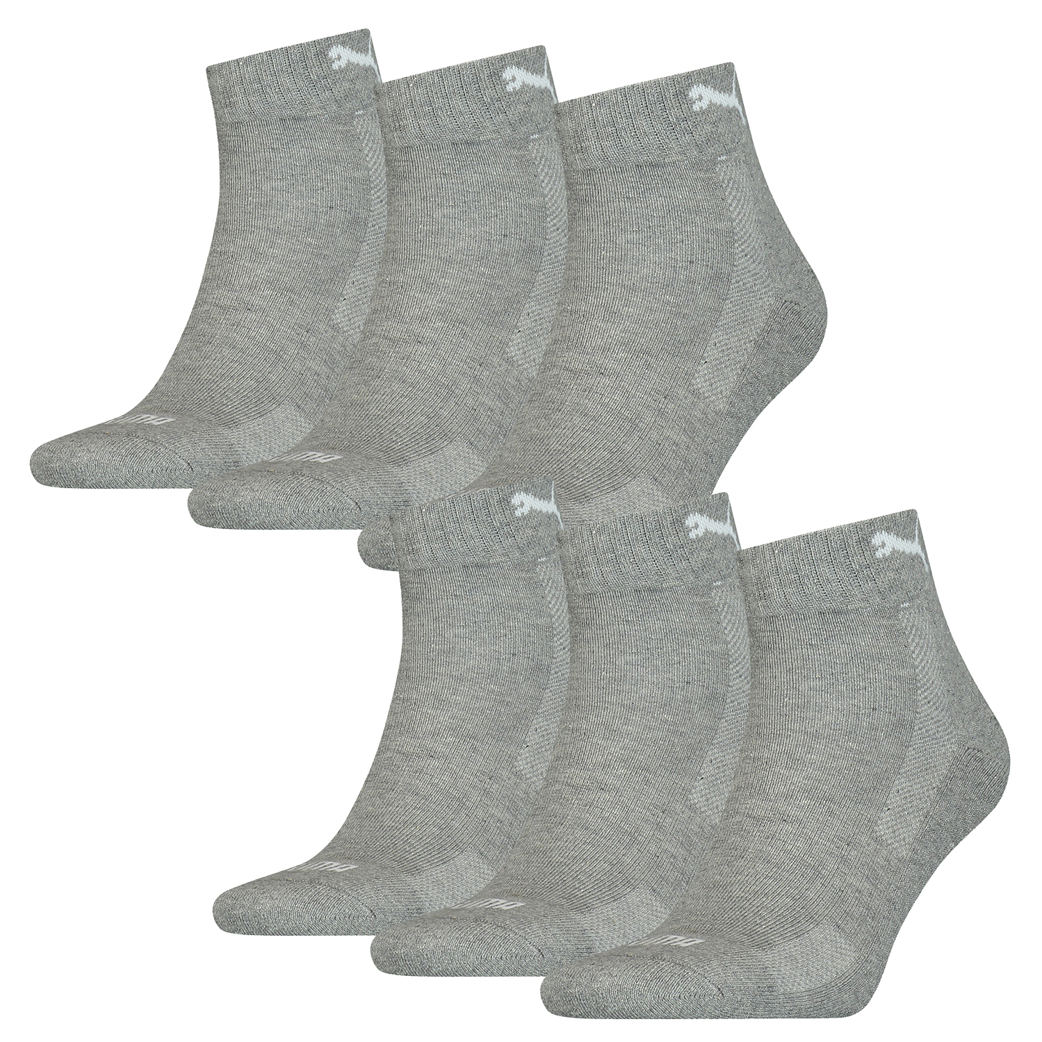 6 Paar Puma Quarter Socken mit Frottee-Sohle Gr. 35 - 46 Unisex Cushioned  Kurzsocken