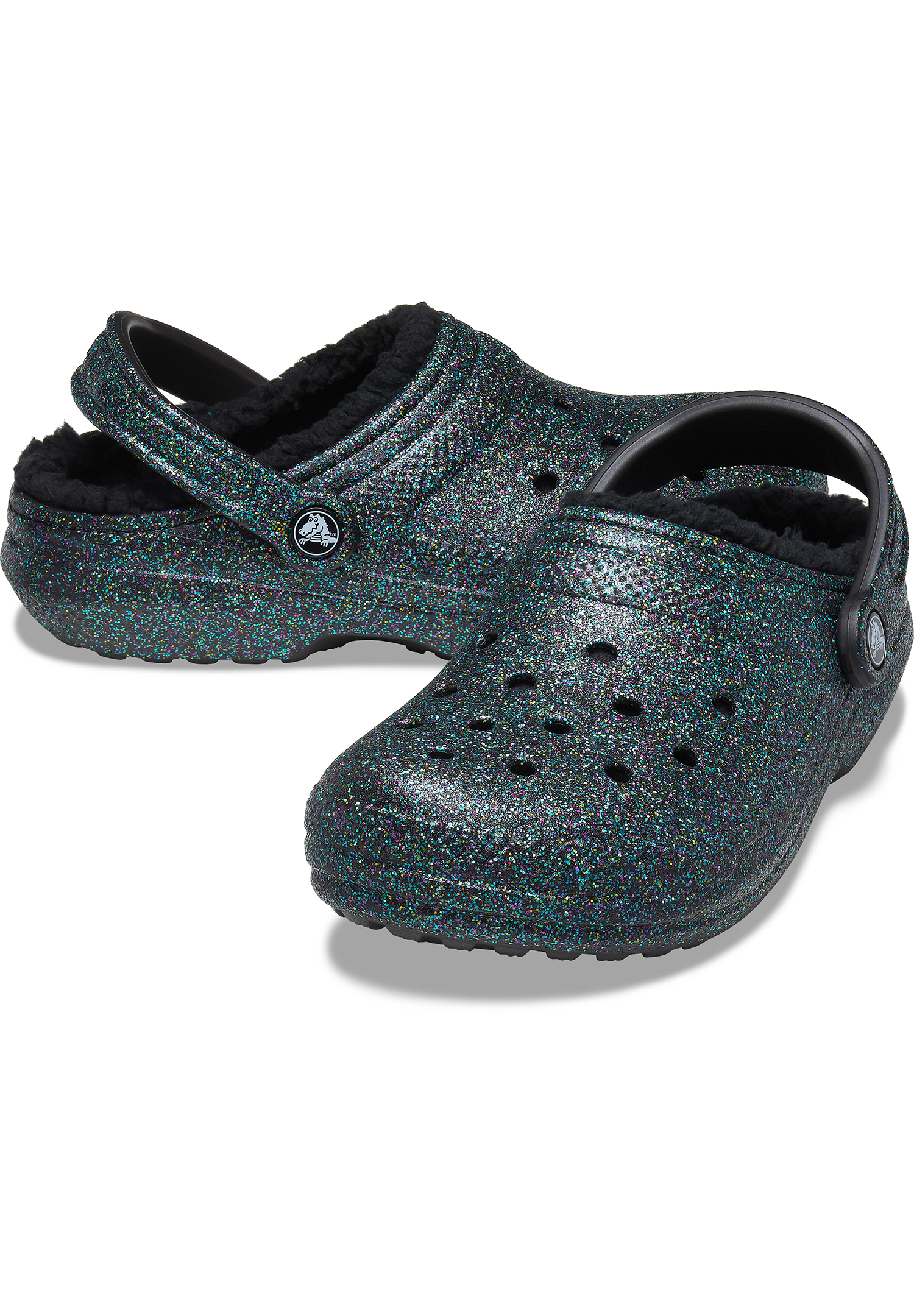 Crocs Classic Glitter Clog Unisex Erwachsene Gefüttert Pantoffel Hausschuh 205842-9BD grün