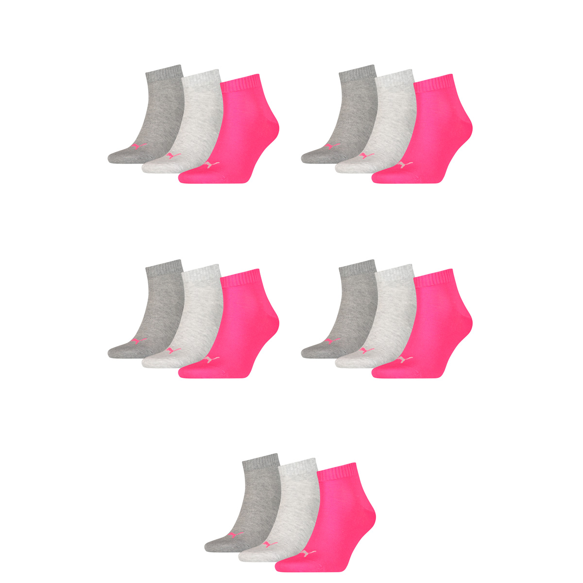 15 Paar Puma Unisex Quarter Socken Sneaker Gr. 35 - 49  für Damen Herren Füßlinge