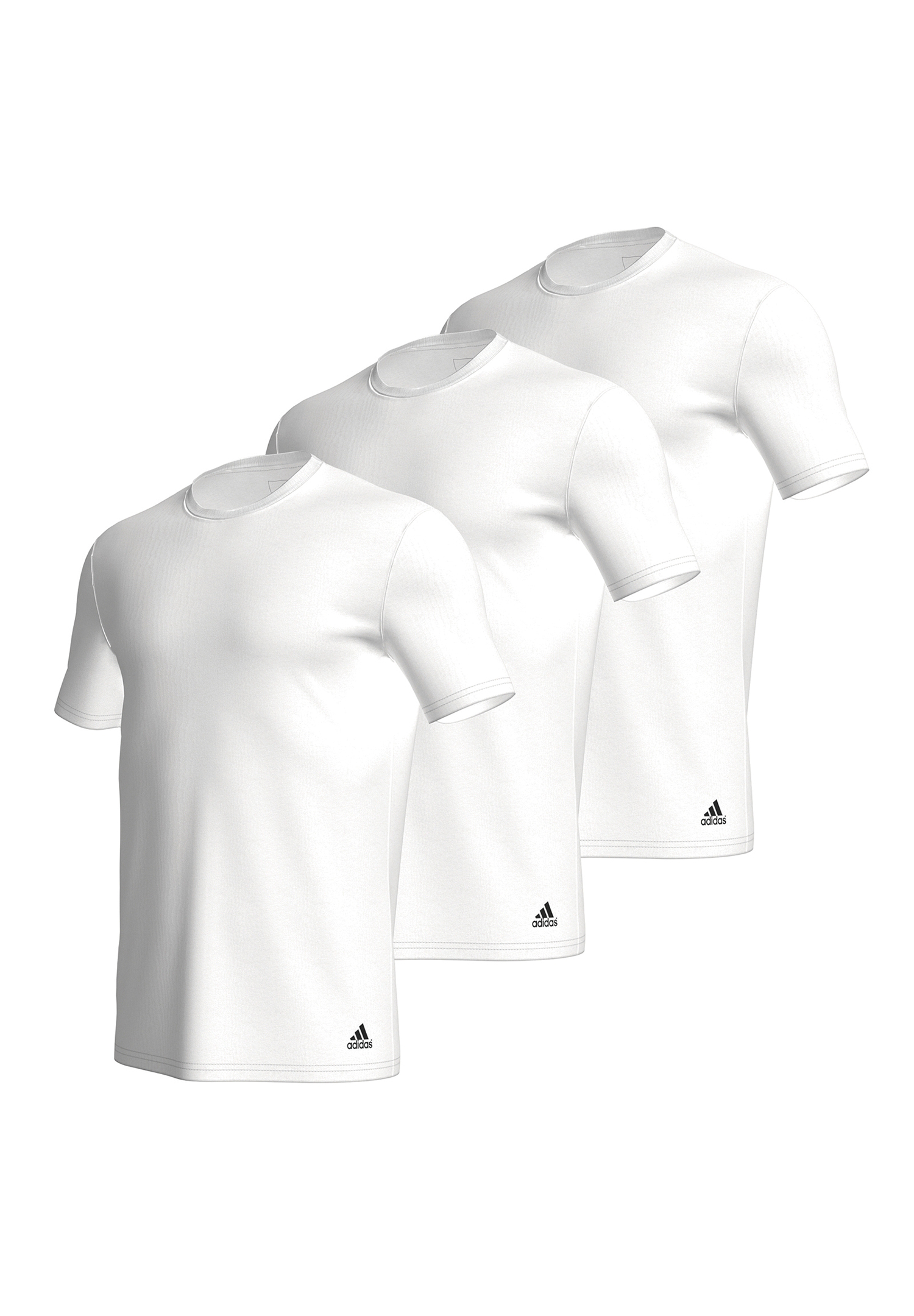 3 er Pack adidas Crew Neck T-Shirt Herren Unterhemd Rund Ausschnitt Baumwolle langlebig