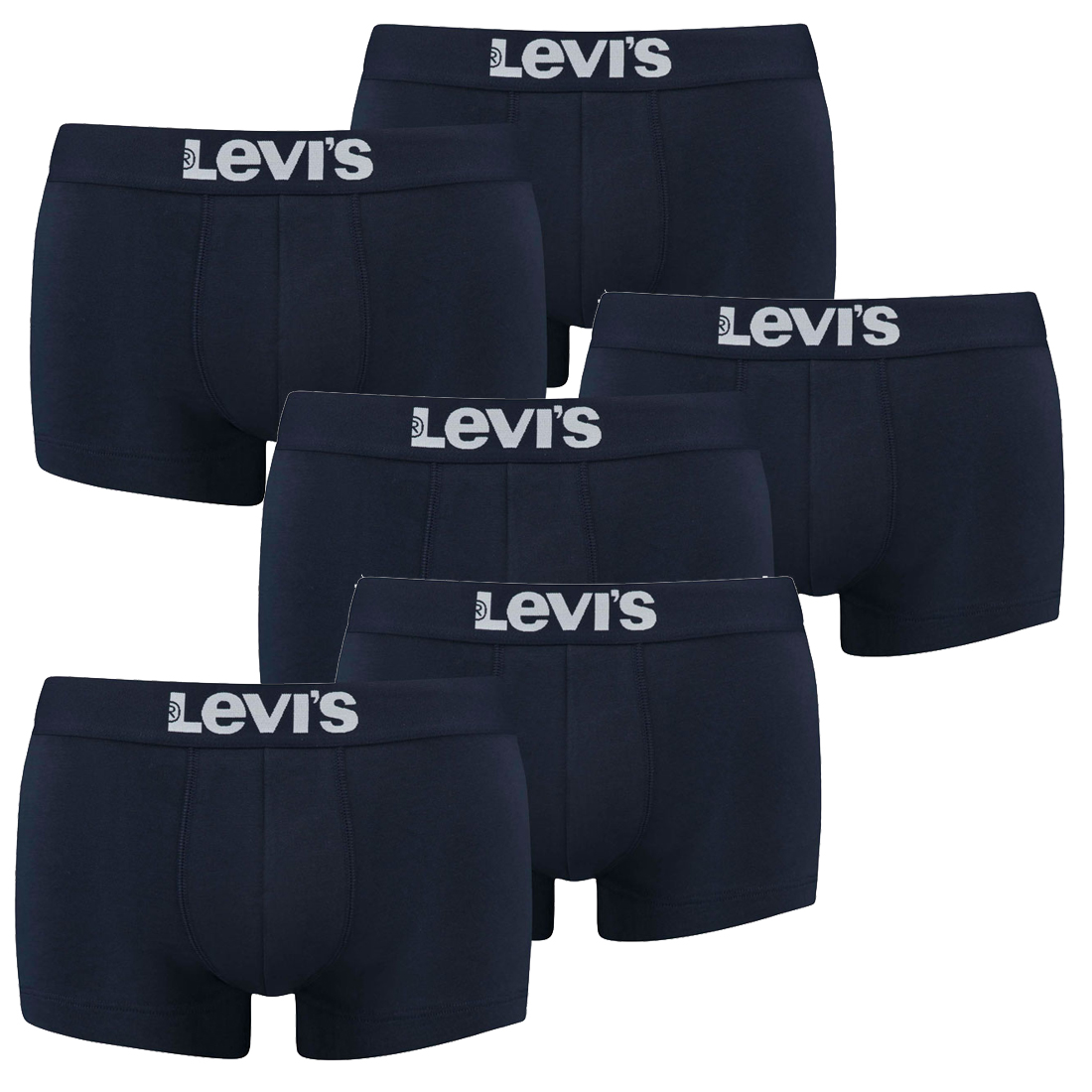 6er Pack Levis Men Solid Basic Trunk Boxershorts Unterhose Pant Unterwäsche