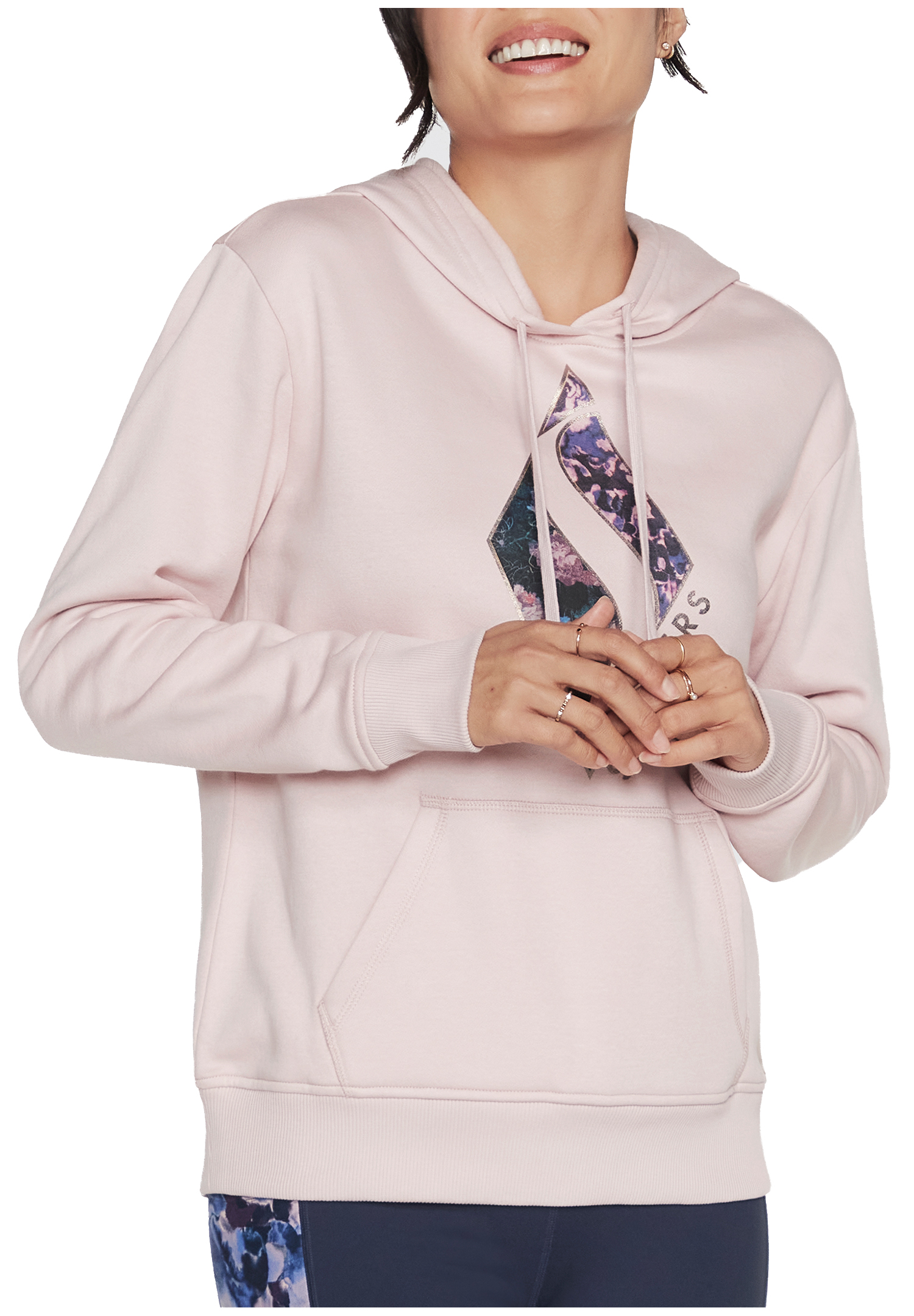 Skechers Diamond Forever Floral Damen Pullover Hoodie WHD73 Rosa 