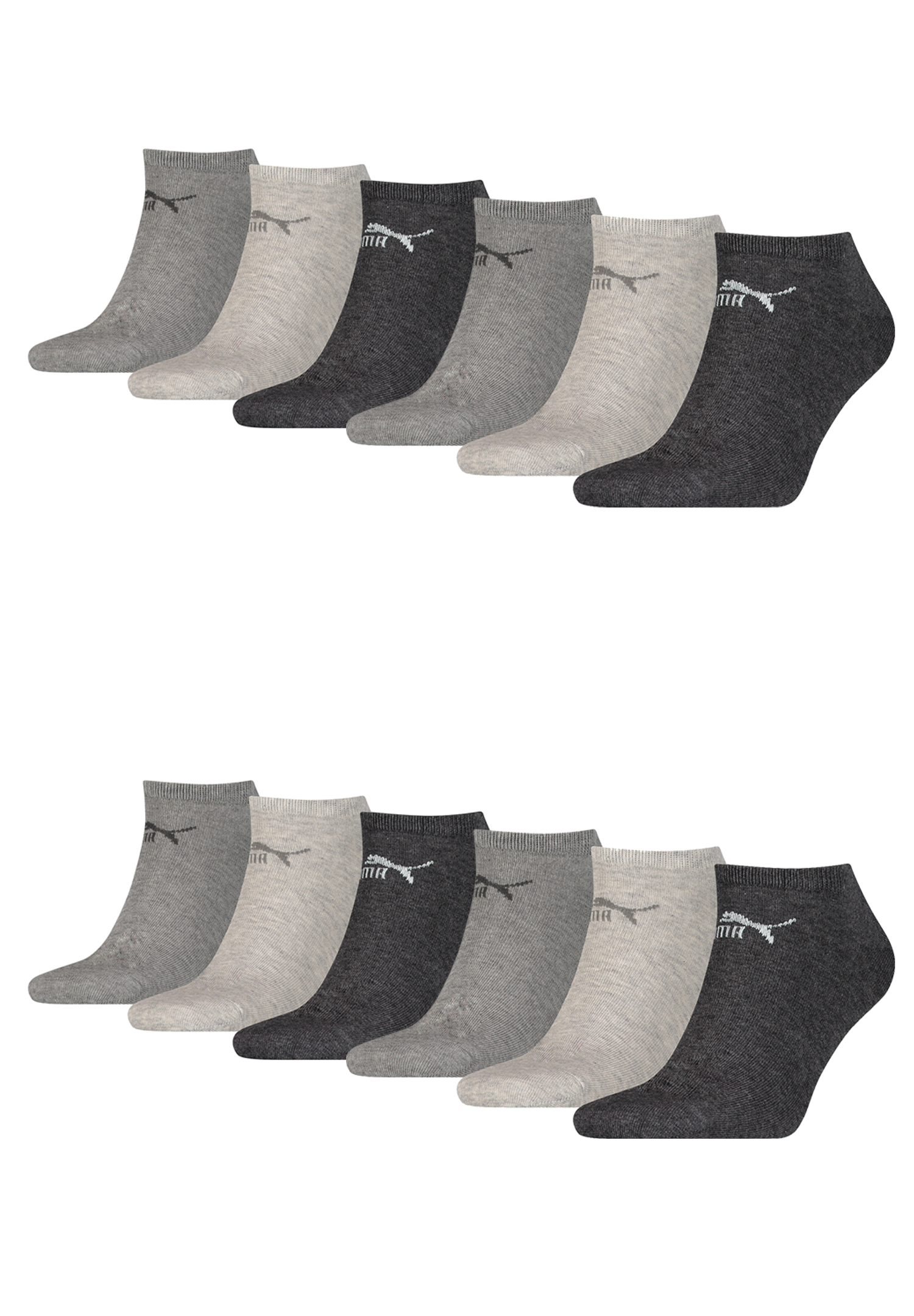 Puma Unisex Sneaker Socken im Retro Design knöchelhoch für Damen Herren 12er Pack