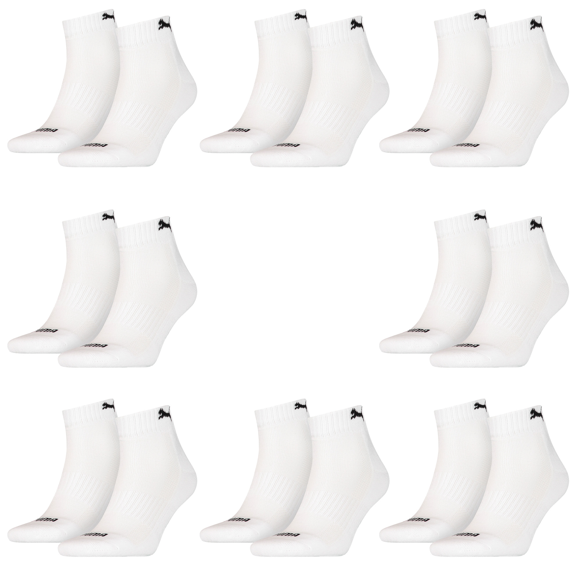 16 Paar Puma Quarter Socken mit Frottee-Sohle Gr. 35 - 46 Unisex Cushioned Kurzsocken