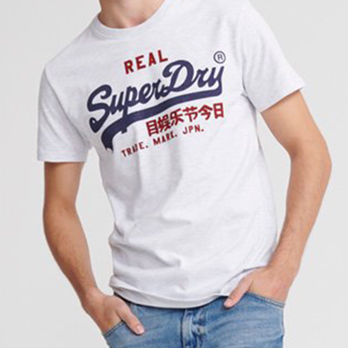 Superdry Herren VL Premium Goods Heat Sealed T-Shirt Short Sleeve M1000107A Grau