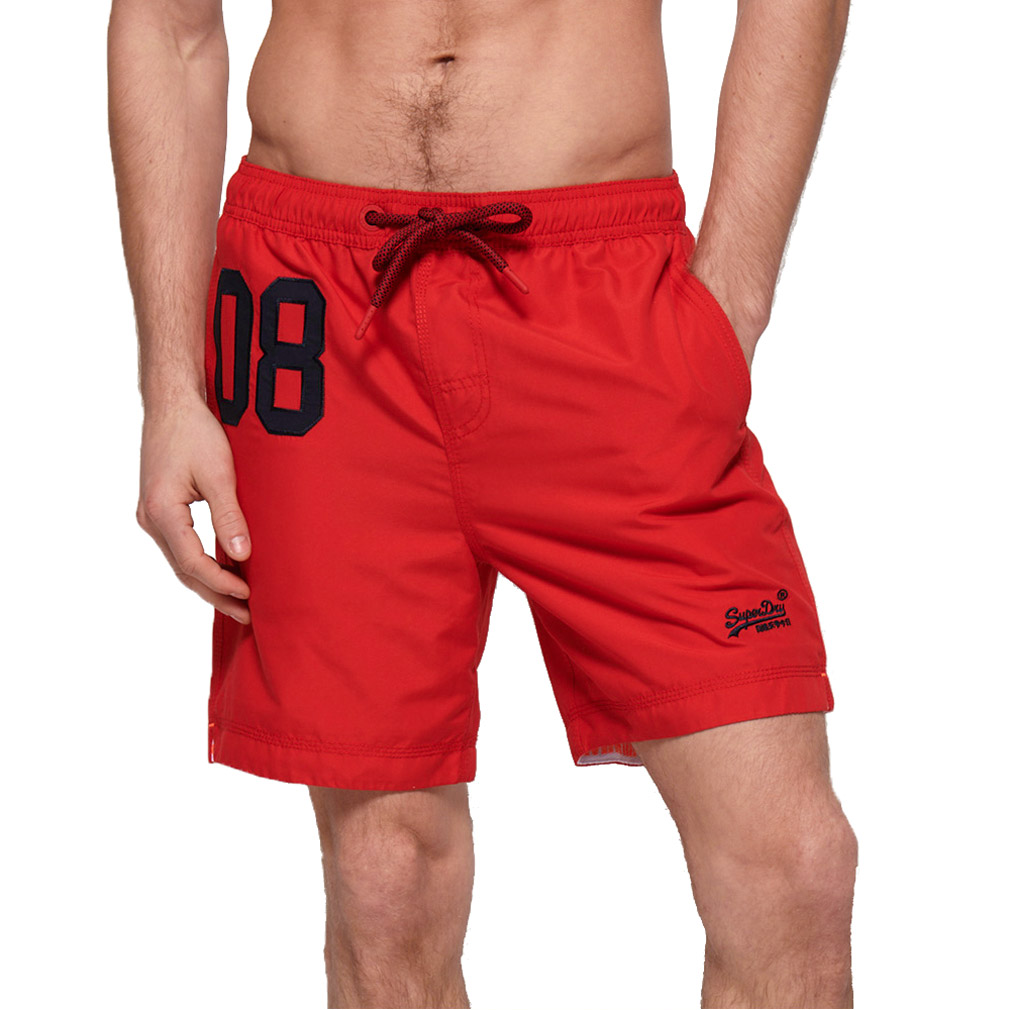 Superdry Herren Water Polo Swim Short Badehose Schwimmhose M30018AT Rot