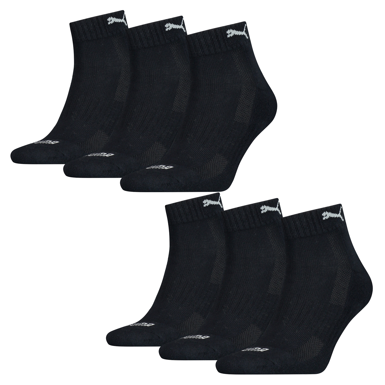 6 Paar Puma Quarter Socken mit Frottee-Sohle Gr. 35 - 46 Unisex Cushioned  Kurzsocken