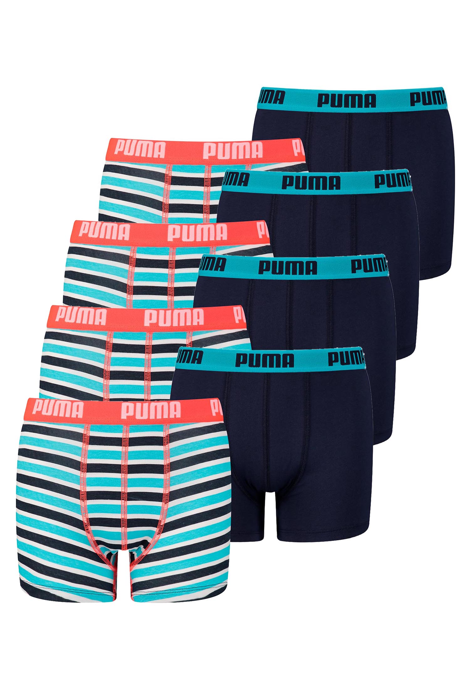 8er Pack Puma Basic Boxer Printed Stripes Boxershorts Jungen Kinder Unterhose