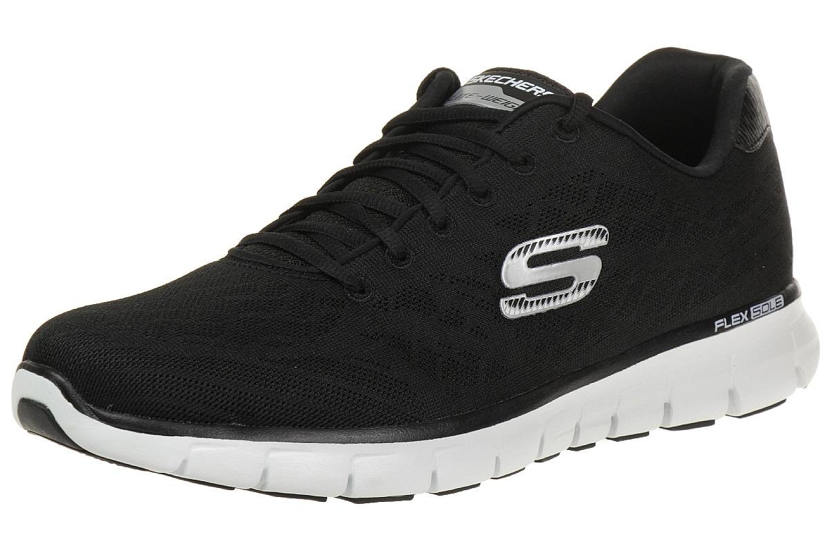 Skechers Synergy Fine Tune Herren Sneaker Fitness Schuhe black white Skech Knit
