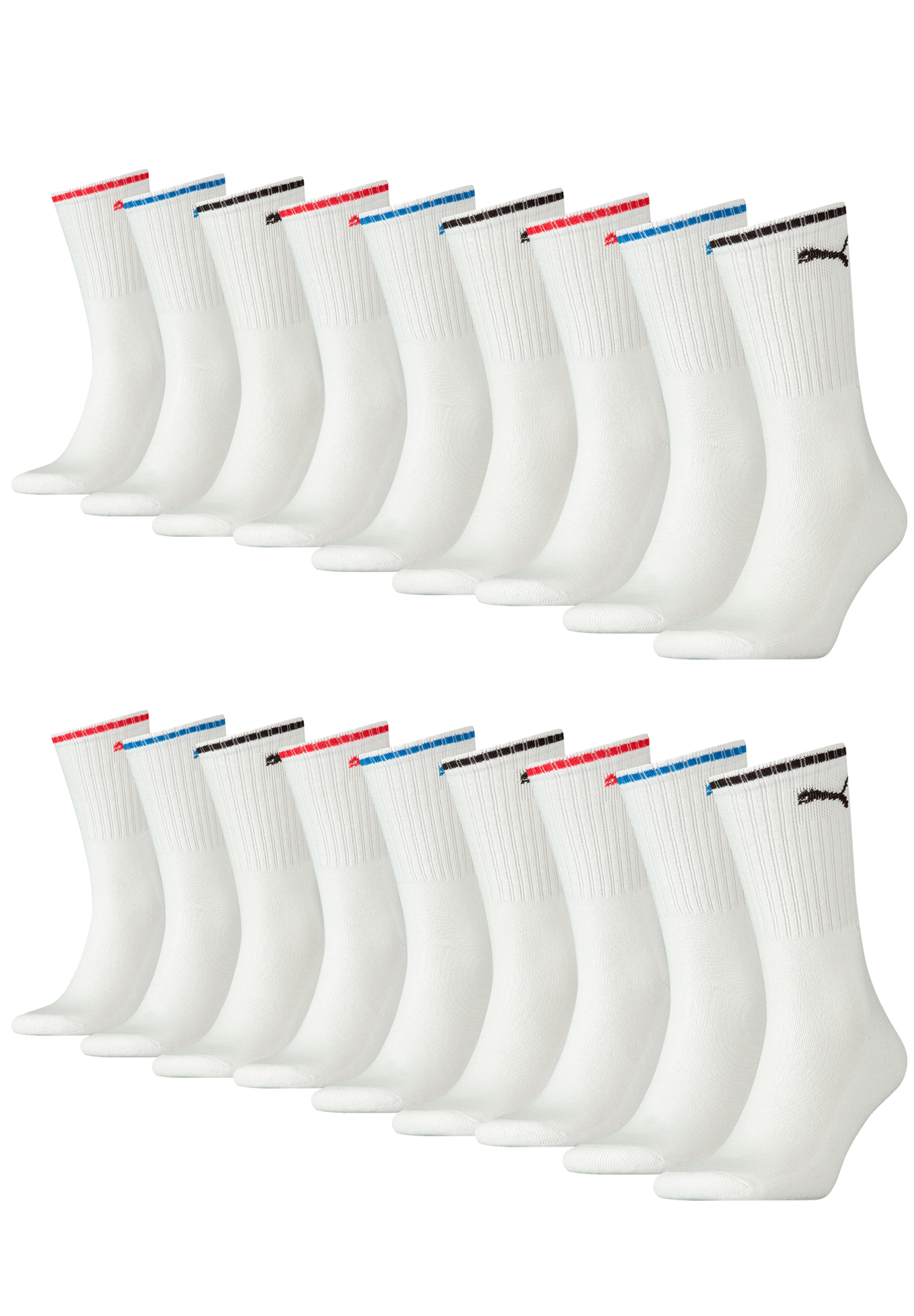 Puma Sportsocken Tennissocken Crew Socken Stripe Tennis Socken Unisex 18 Paar
