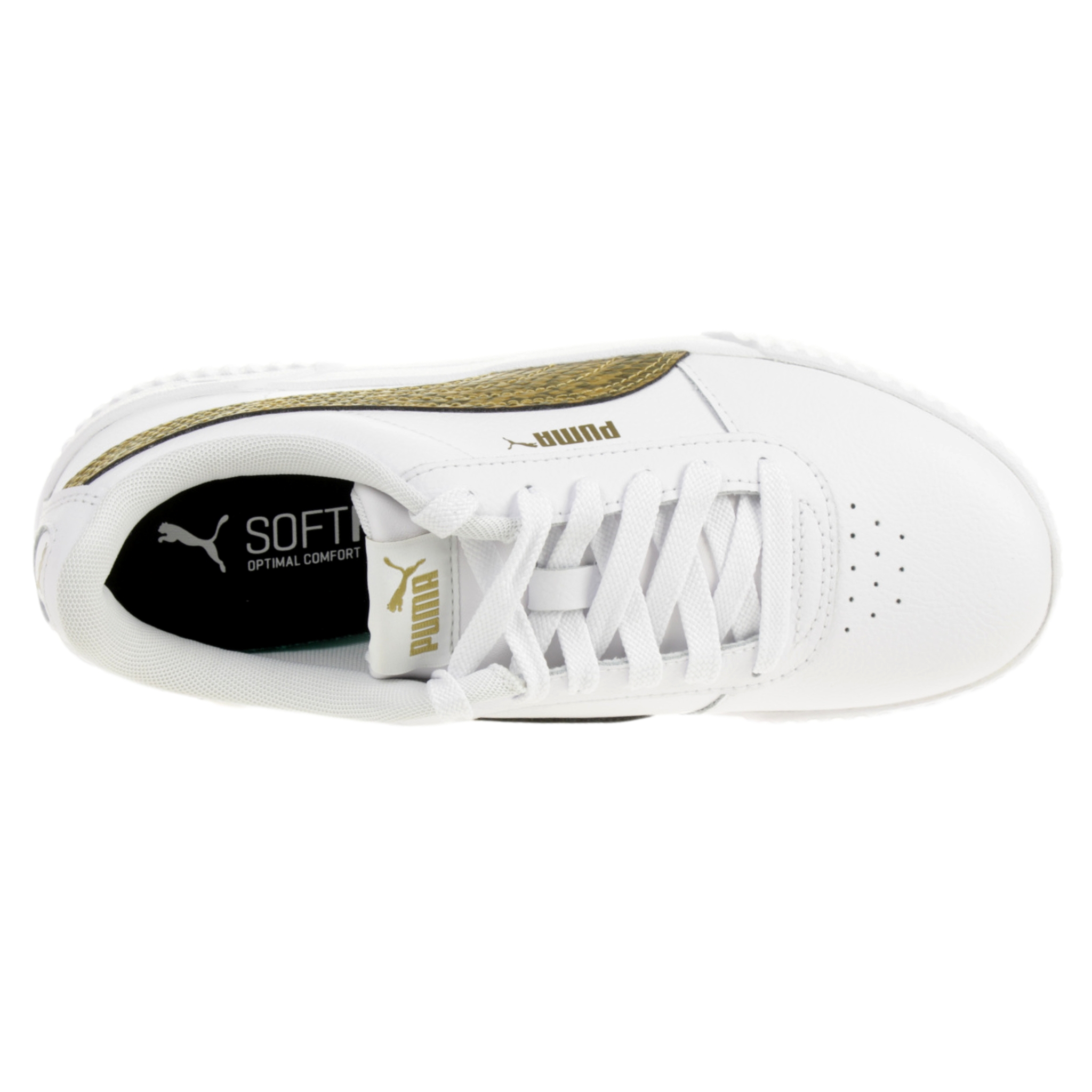 Puma Carina Snake Damen Sneaker Leder Schuhe Weiß 373808