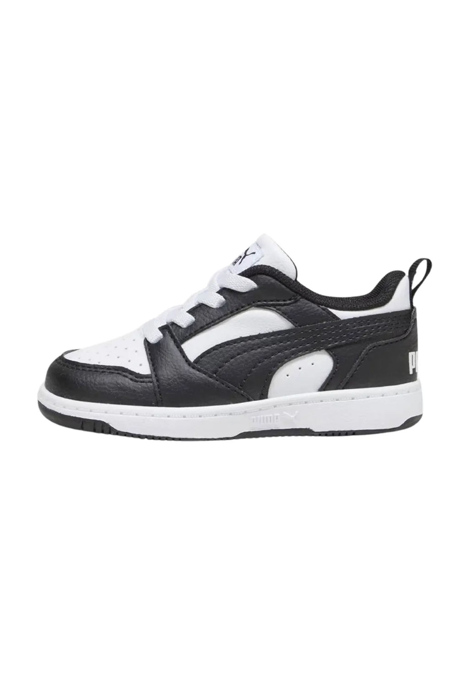 Puma Rebound V6 Lo AC PS Unisex Kinder Sneaker 396742 01 weiß/schwarz